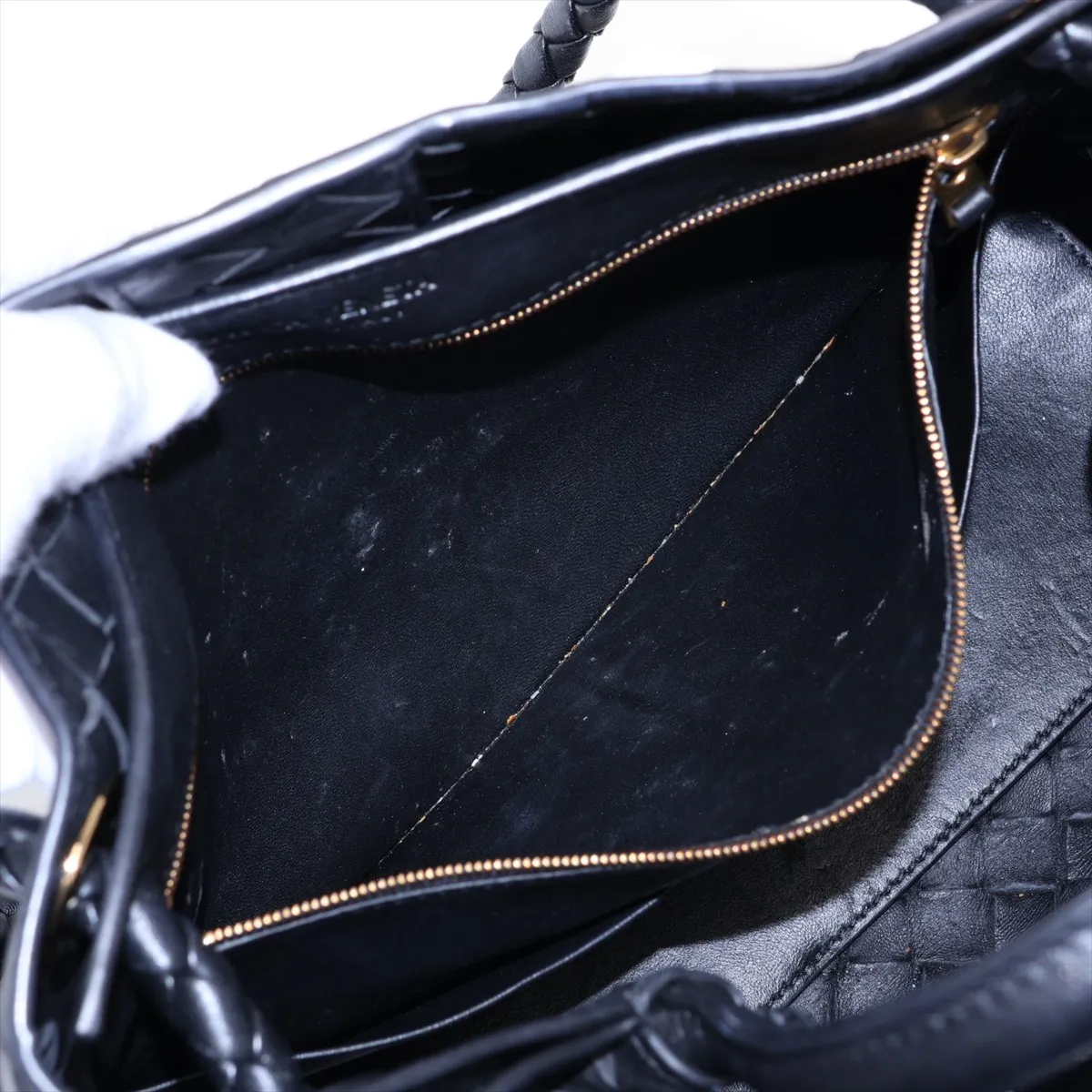 Intrecciato Medium Andiamo Leather 2-Way Handbag, Black — view 9