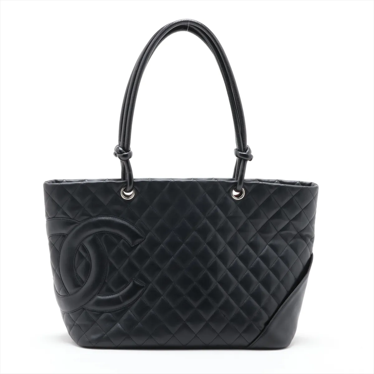 Cambon Line Lambskin Tote Bag, Black with Silver Hardware, 9121276 (Serial Number 9)