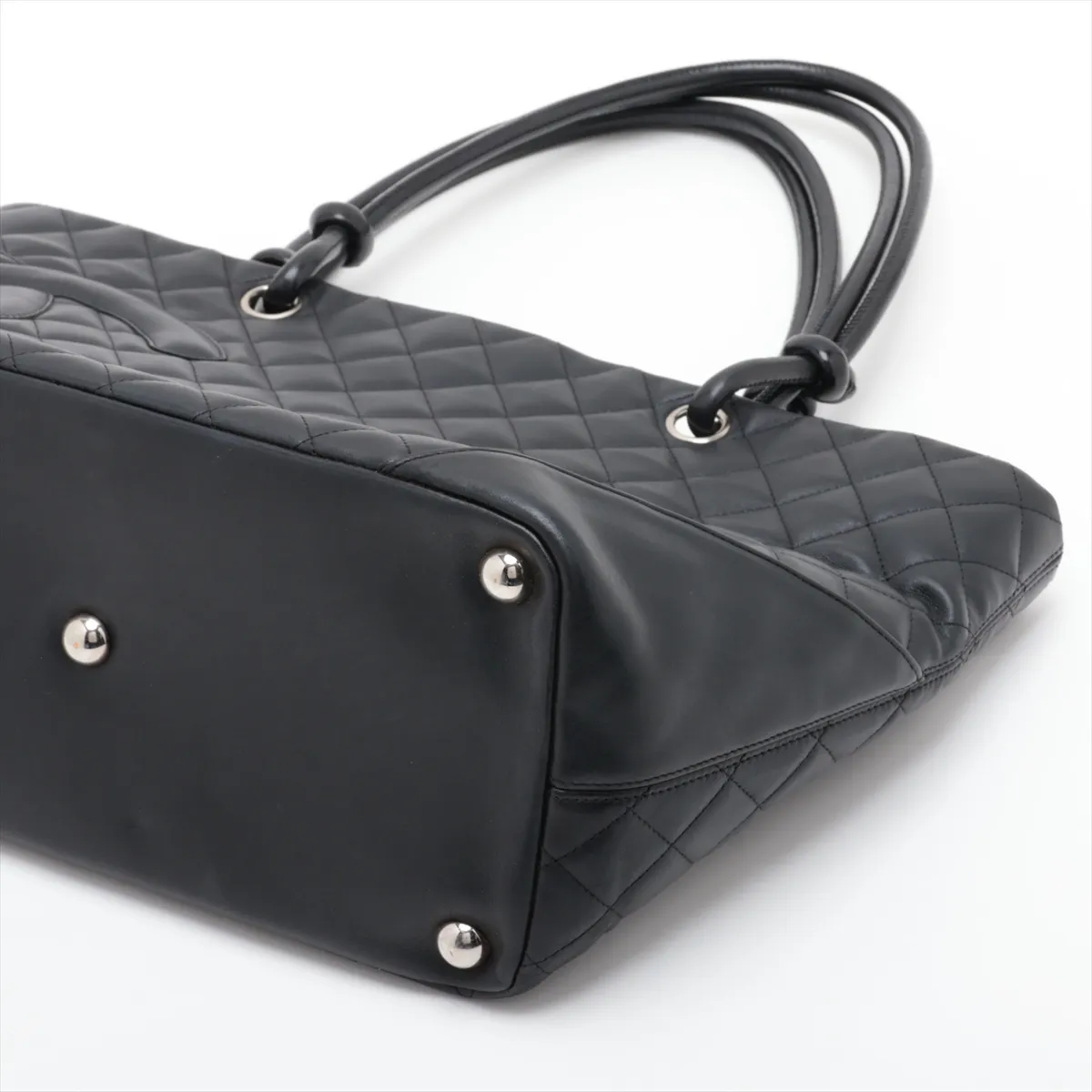 Cambon Line Lambskin Tote Bag, Black with Silver Hardware, 9121276 (Serial Number 9) — view 3