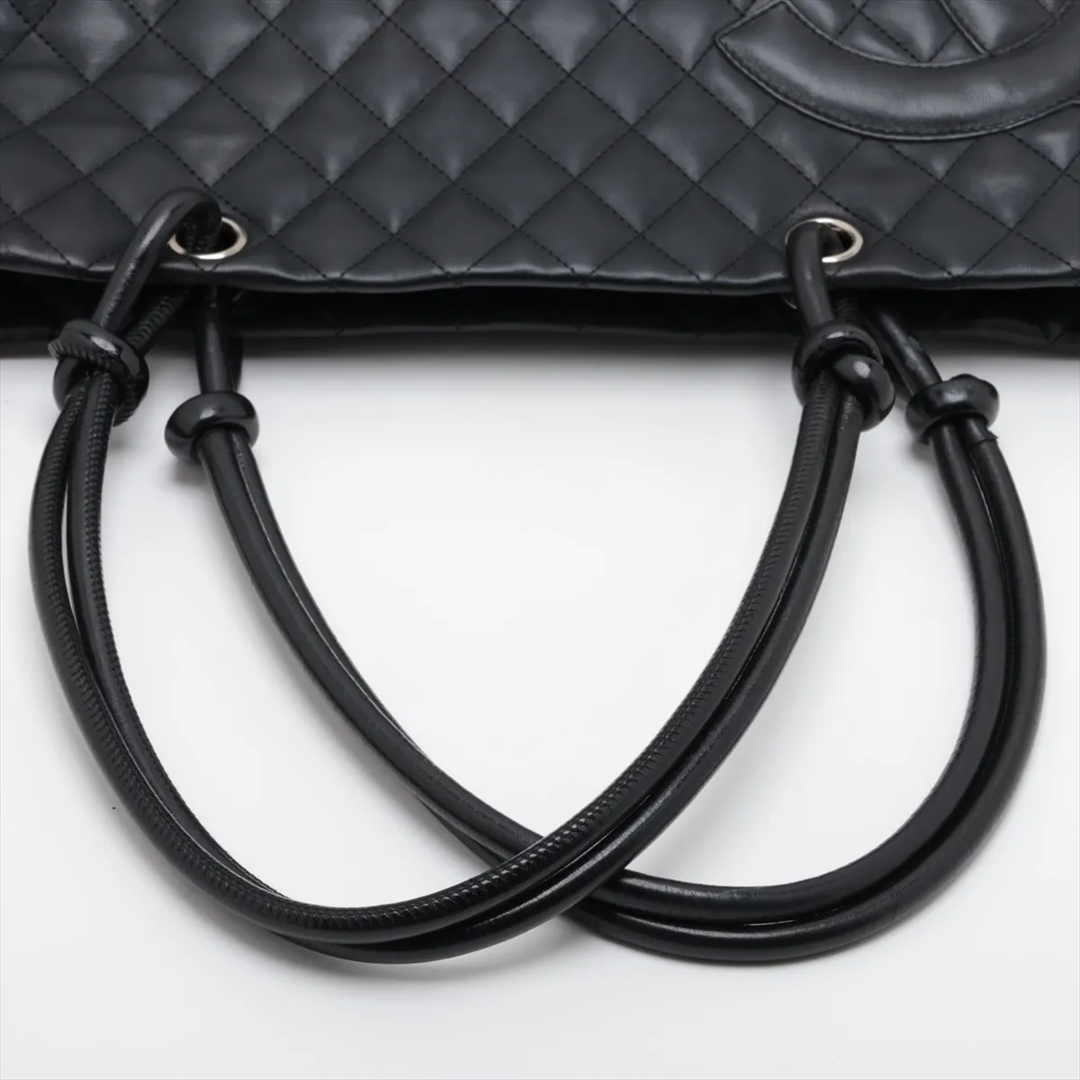Cambon Line Lambskin Tote Bag, Black with Silver Hardware, 9121276 (Serial Number 9) — view 5