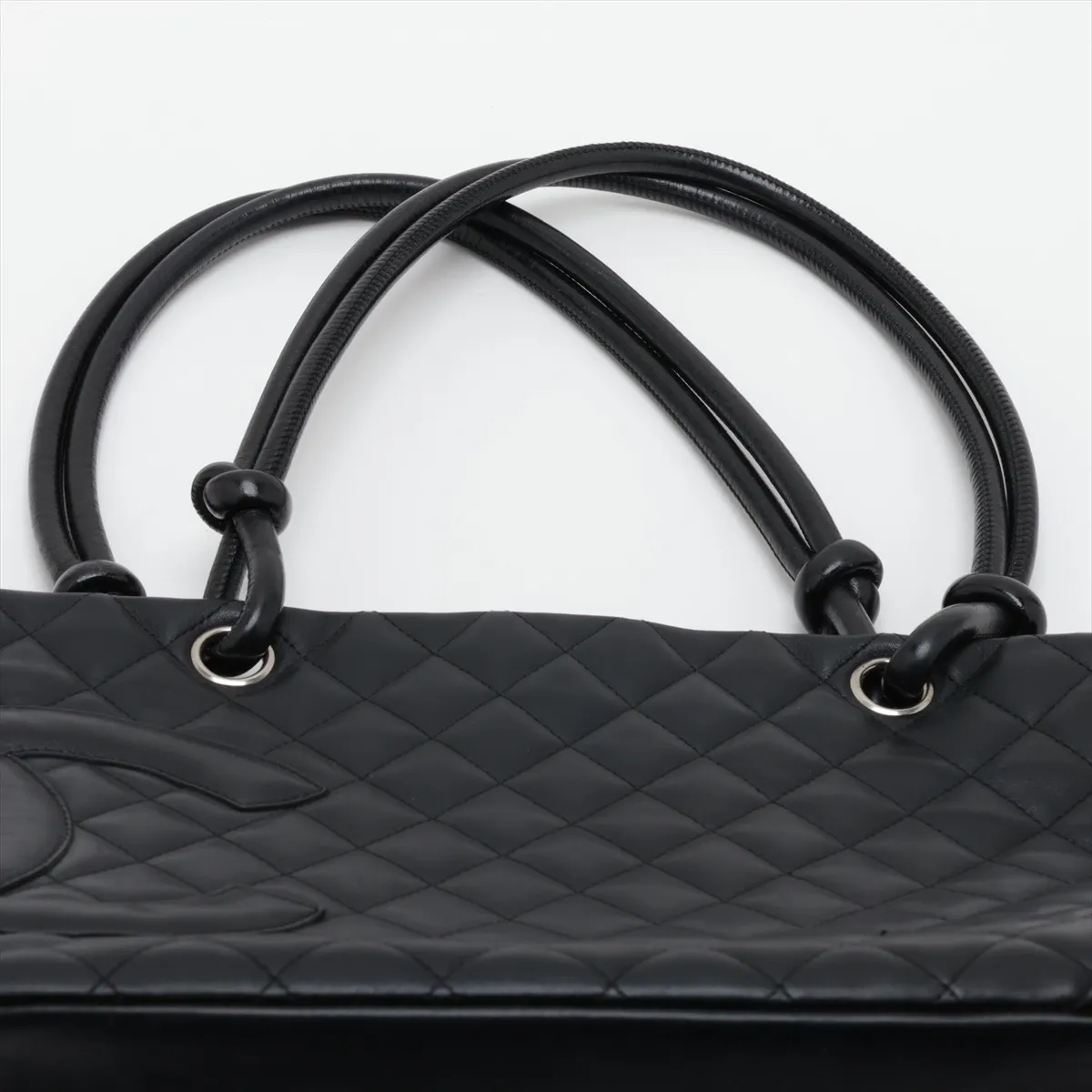 Cambon Line Lambskin Tote Bag, Black with Silver Hardware, 9121276 (Serial Number 9) — view 6