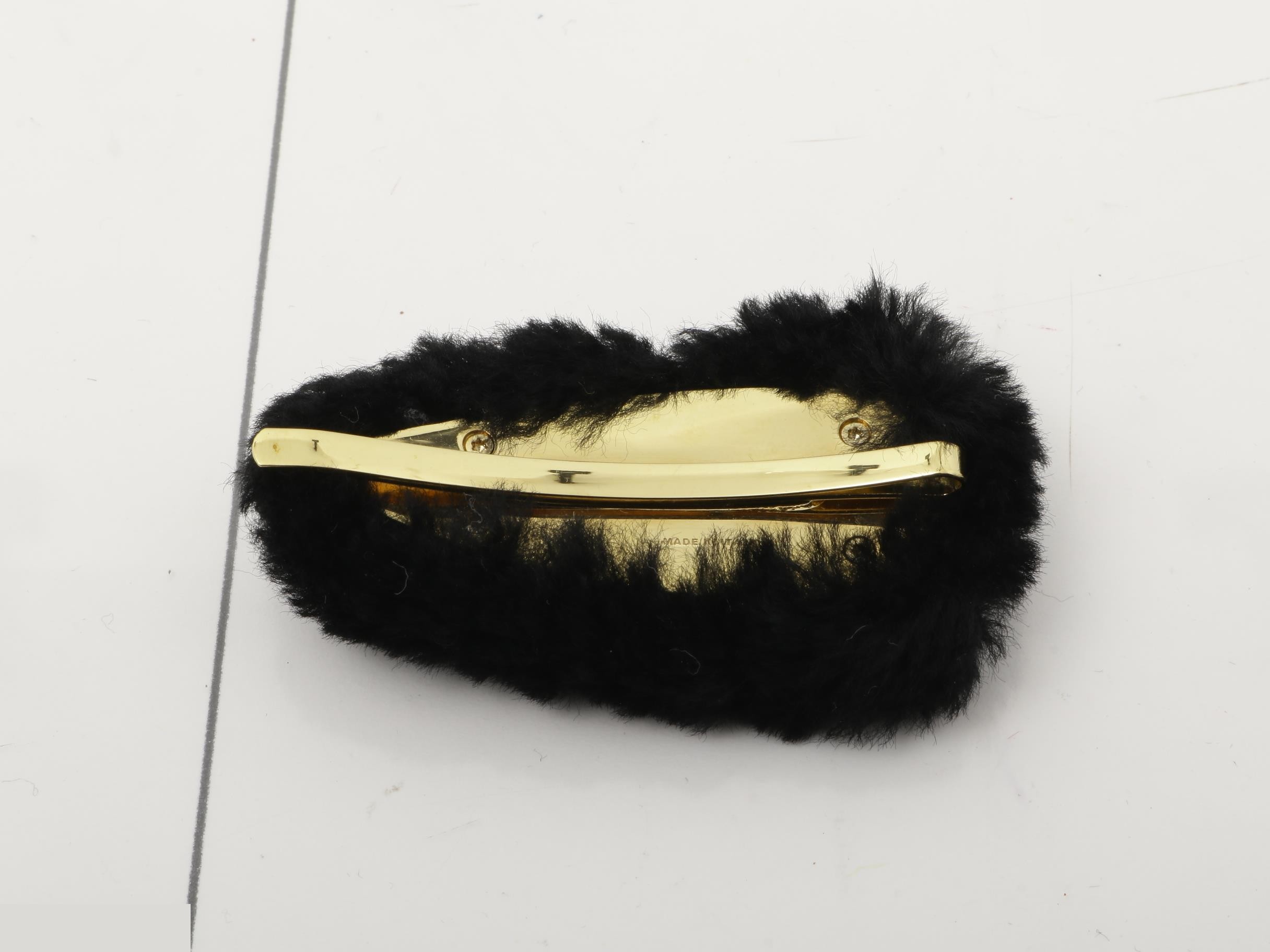 Hairpin, black faux fur — view 2
