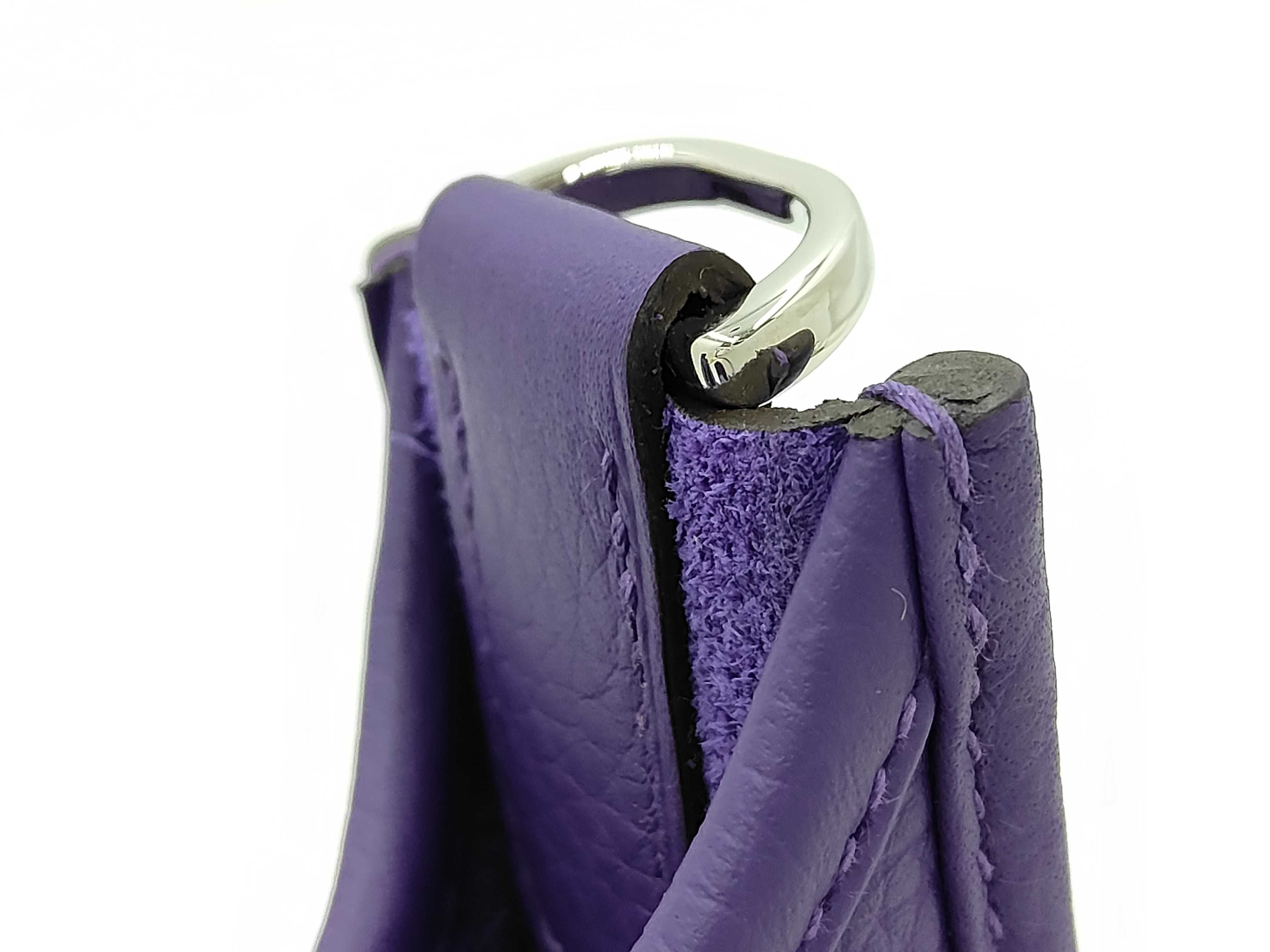 Evelyne 23 Taurillon Clemence Leather, Purple, Silver Hardware, G Stamp, Shoulder Bag — view 3