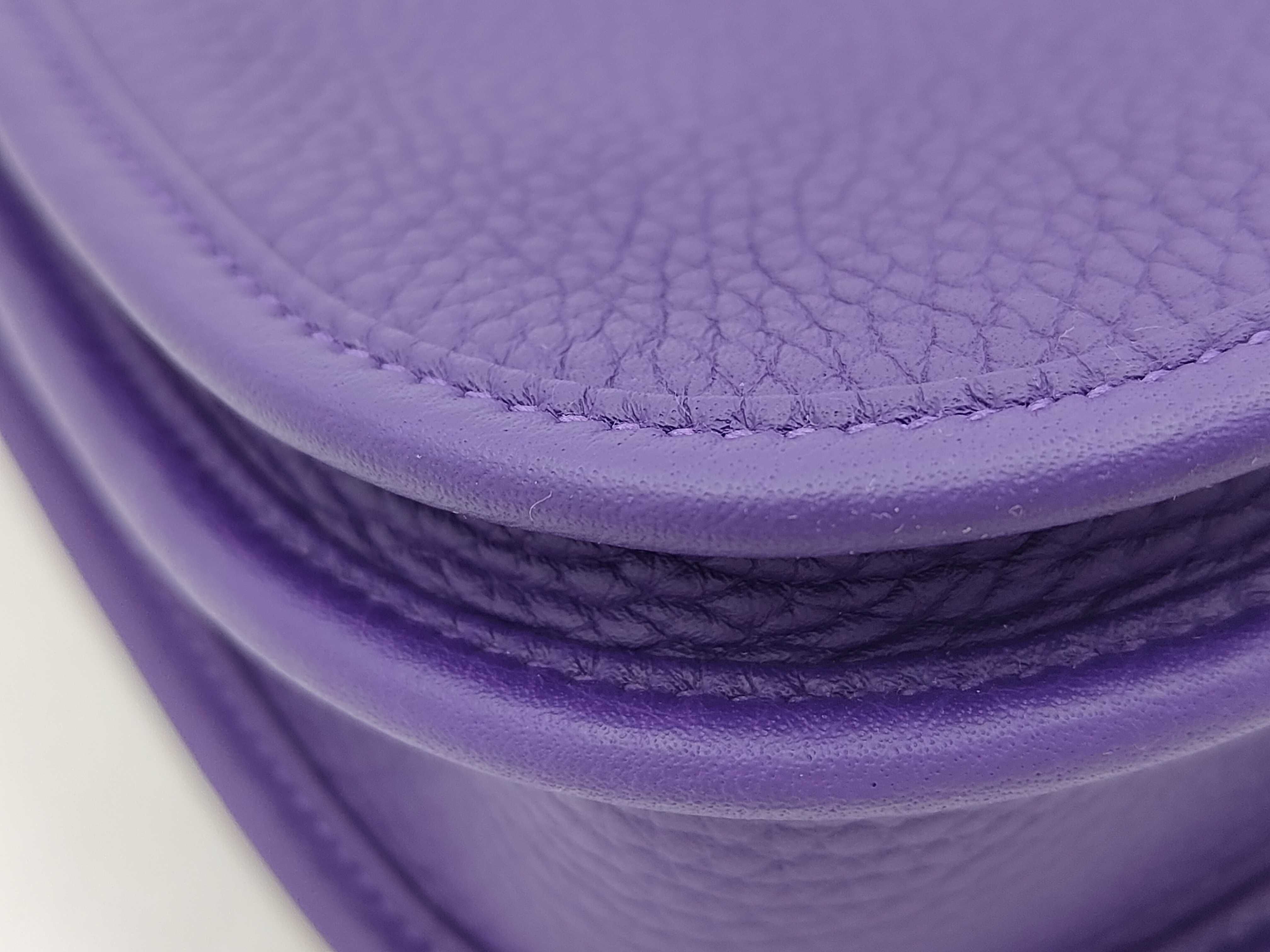 Evelyne 23 Taurillon Clemence Leather, Purple, Silver Hardware, G Stamp, Shoulder Bag — view 6