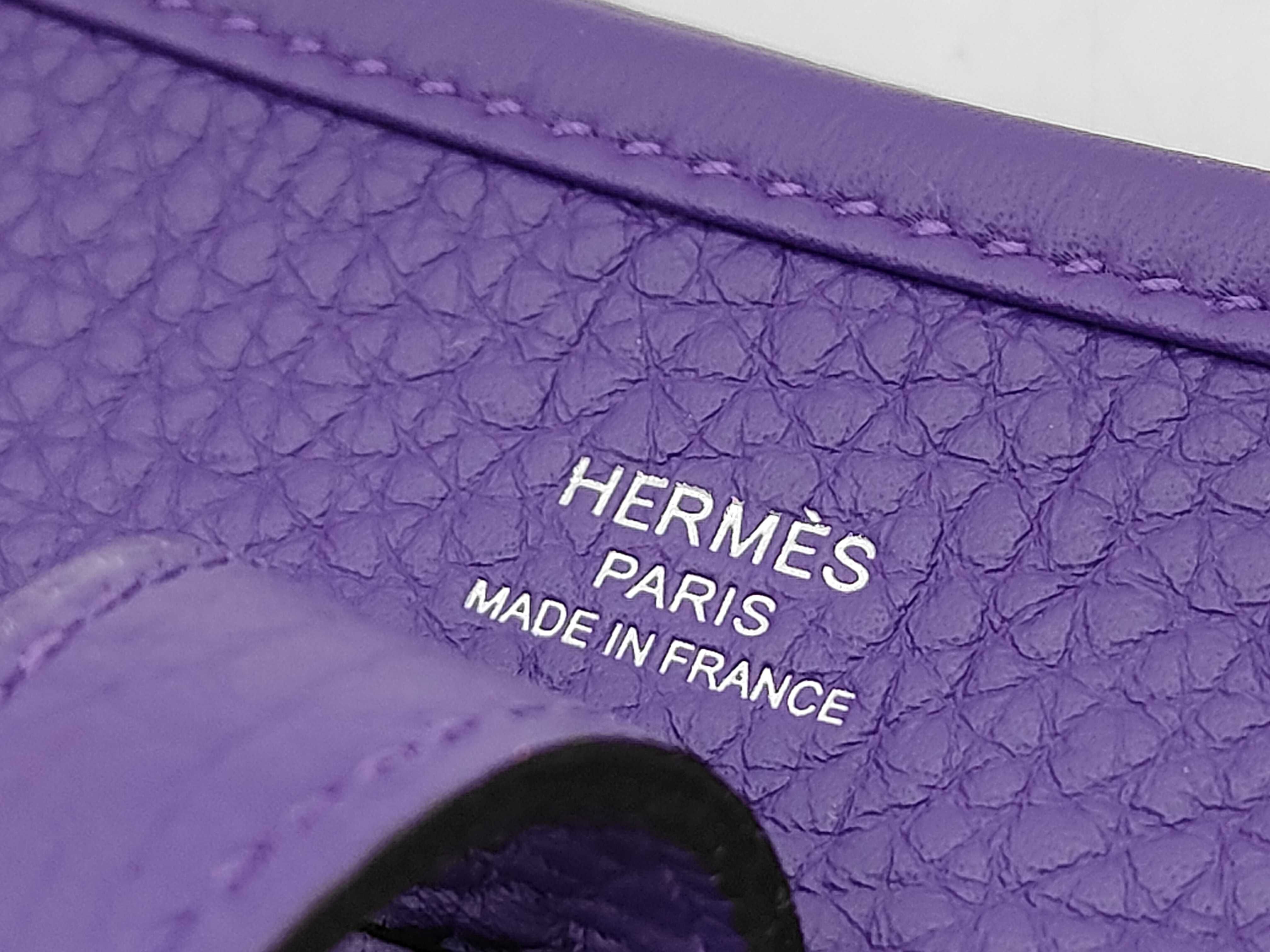 Evelyne 23 Taurillon Clemence Leather, Purple, Silver Hardware, G Stamp, Shoulder Bag — view 9