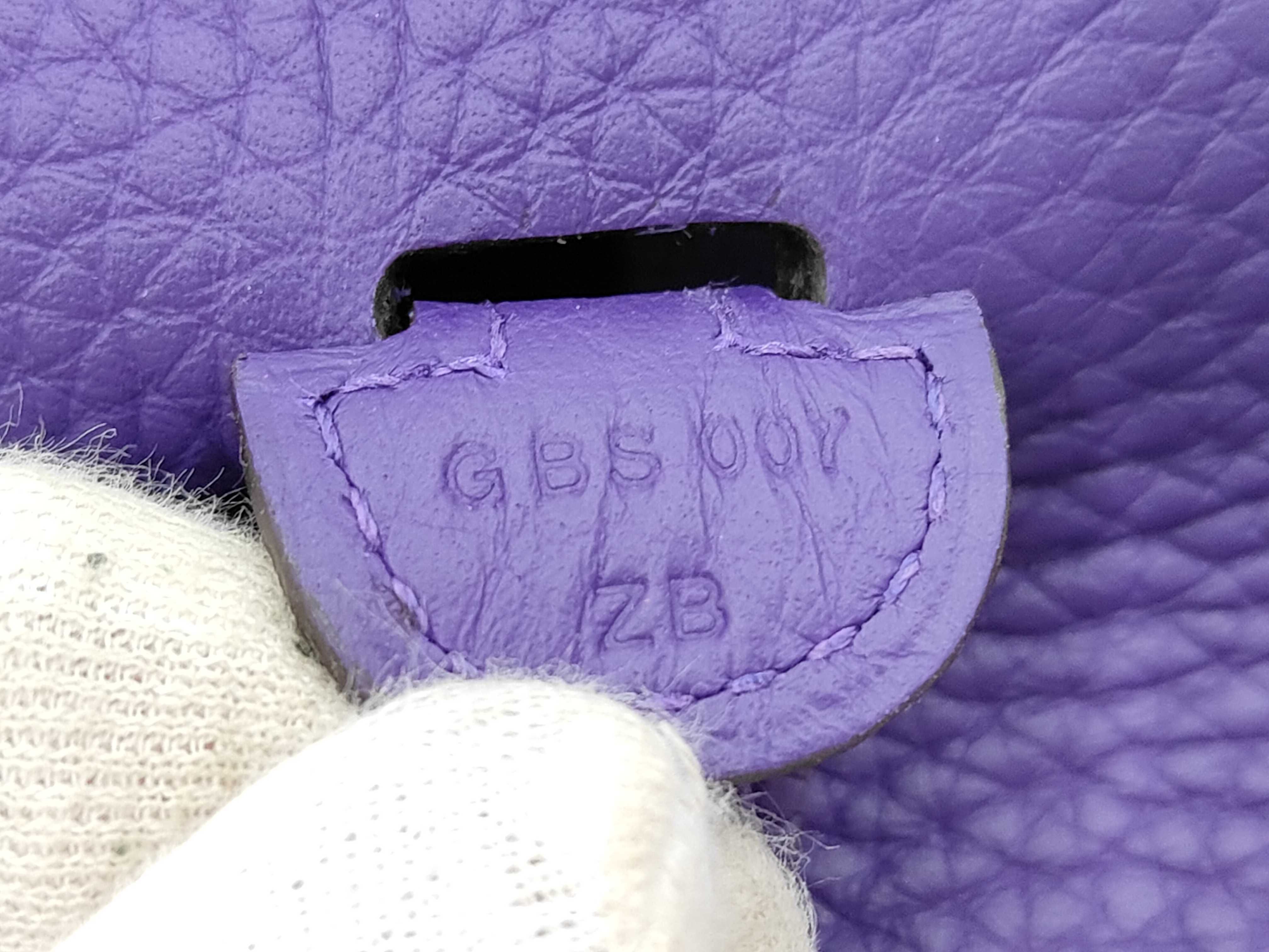 Evelyne 23 Taurillon Clemence Leather, Purple, Silver Hardware, G Stamp, Shoulder Bag — view 10
