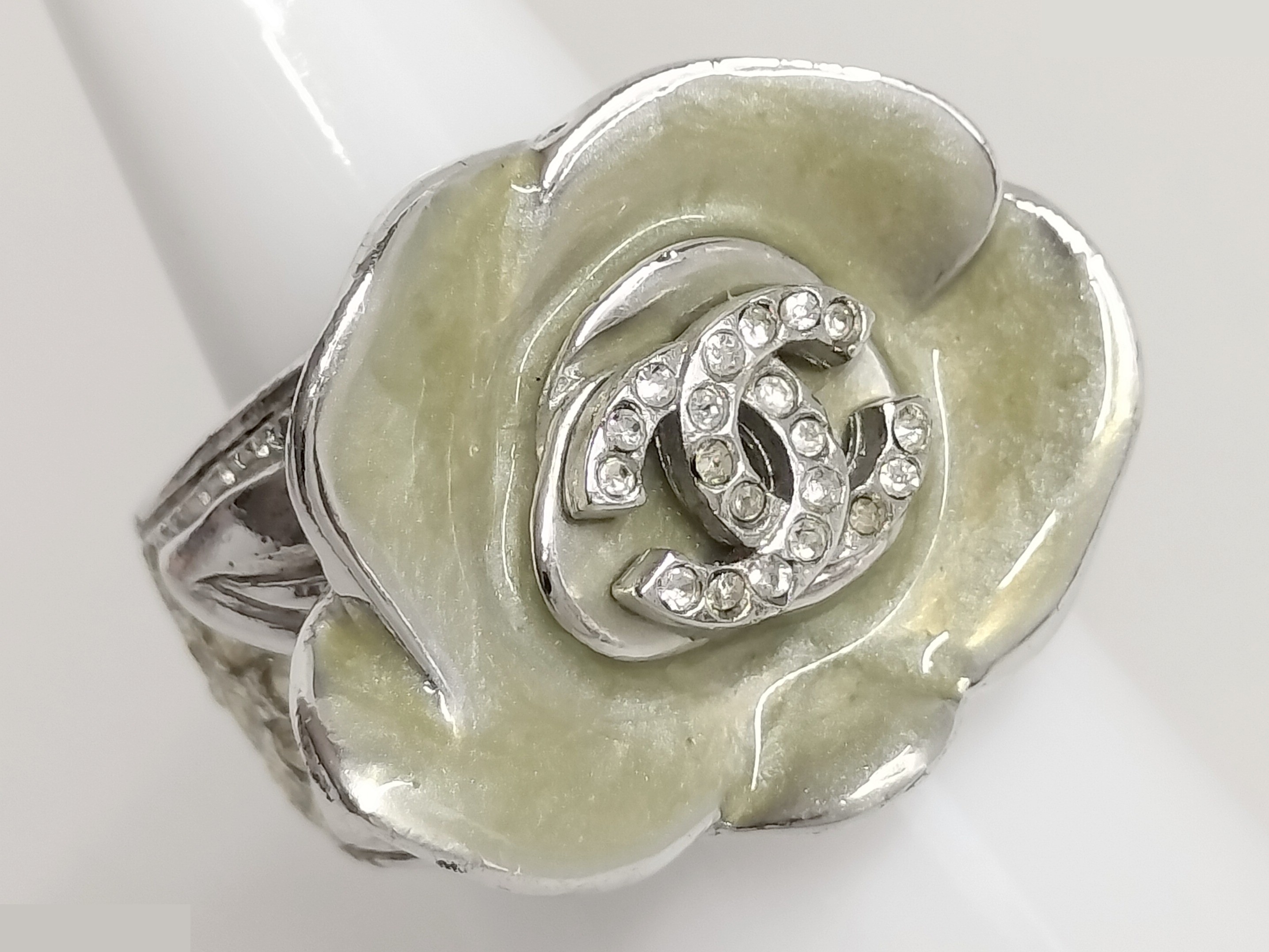 Coco Camellia Silver Ring, Size #13 — view 7