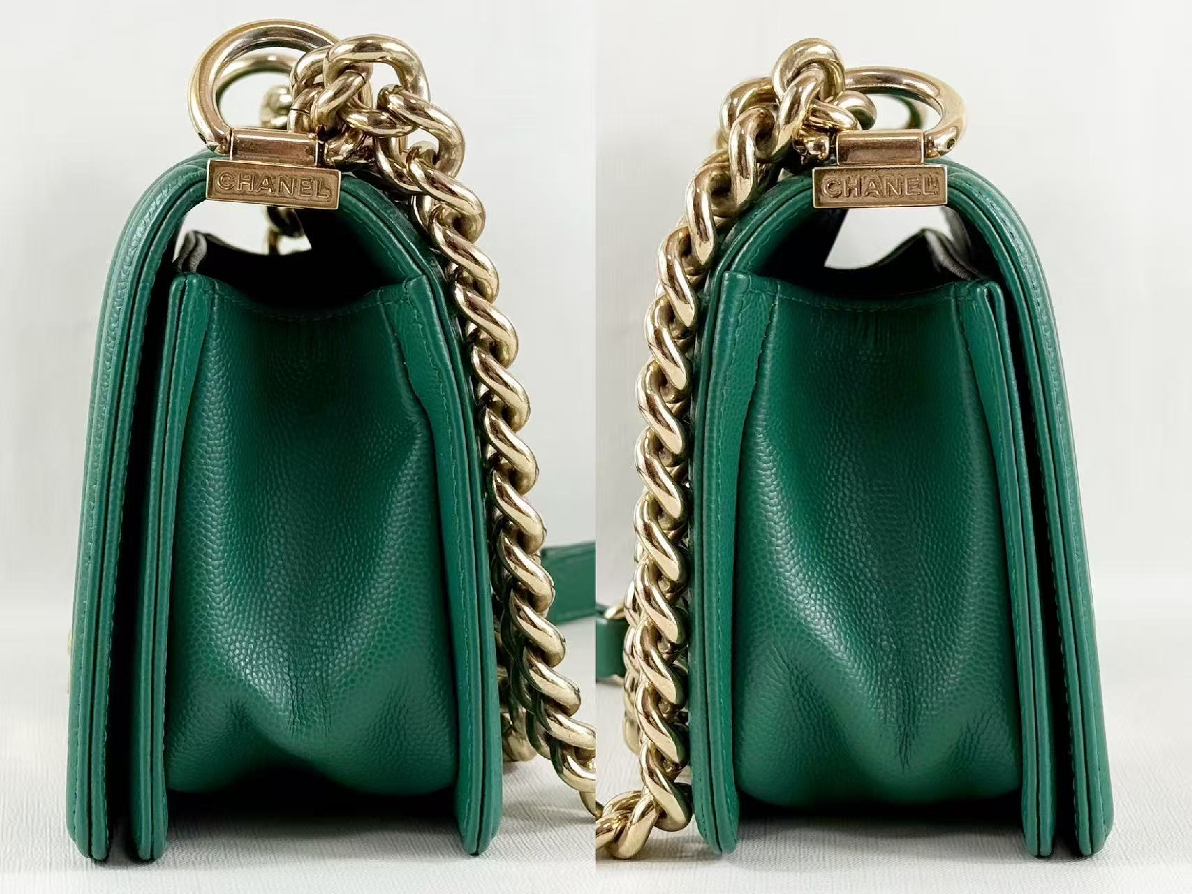 Boy Caviar Skin Chevron Emerald Gold W20/H13/D6cm approx. 25 series [with dust bag and seal] C gold hardware Shoulder bag 25584110 Shoulder bag — view 12