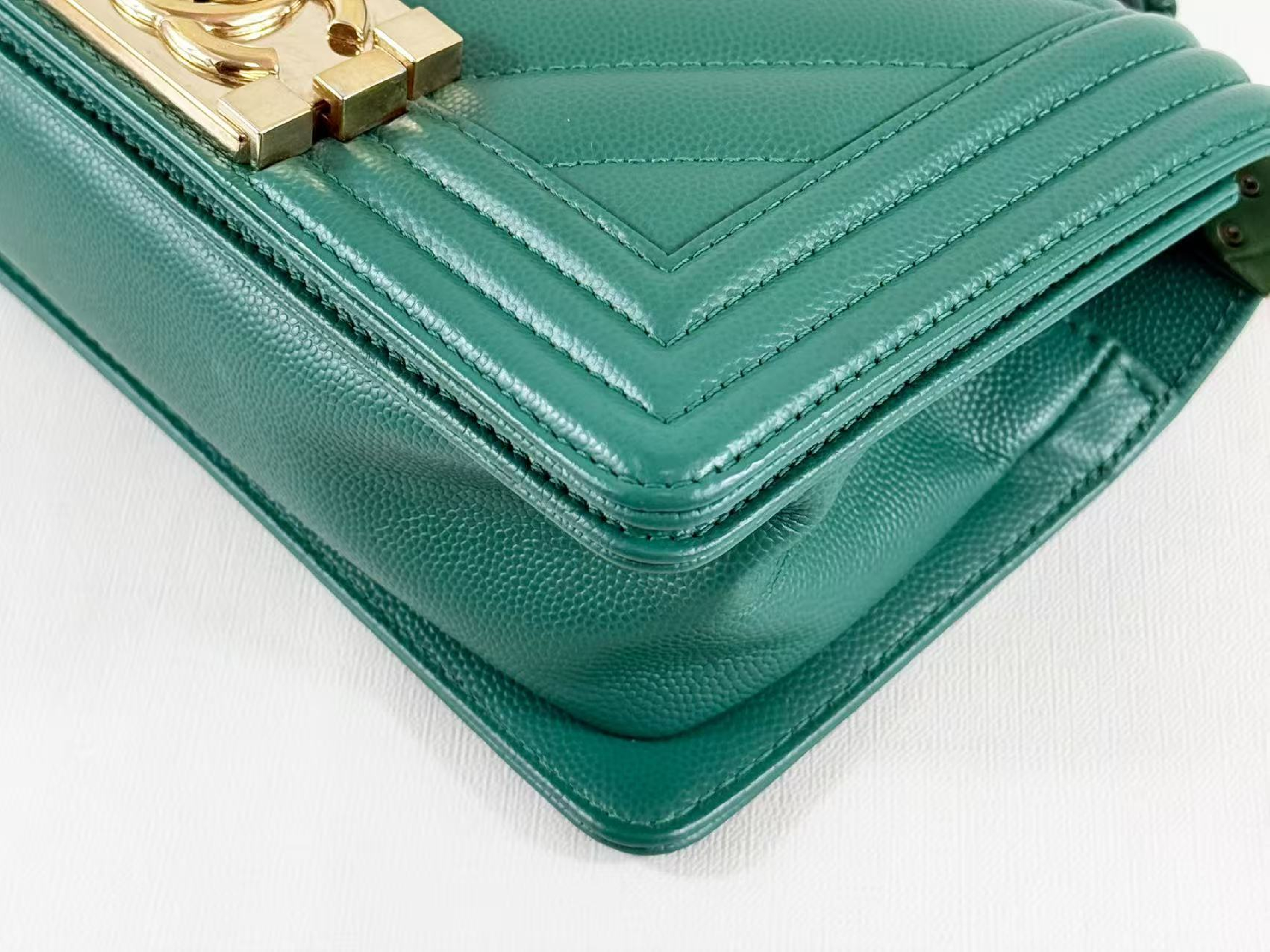 Boy Caviar Skin Chevron Emerald Gold W20/H13/D6cm approx. 25 series [with dust bag and seal] C gold hardware Shoulder bag 25584110 Shoulder bag — view 10