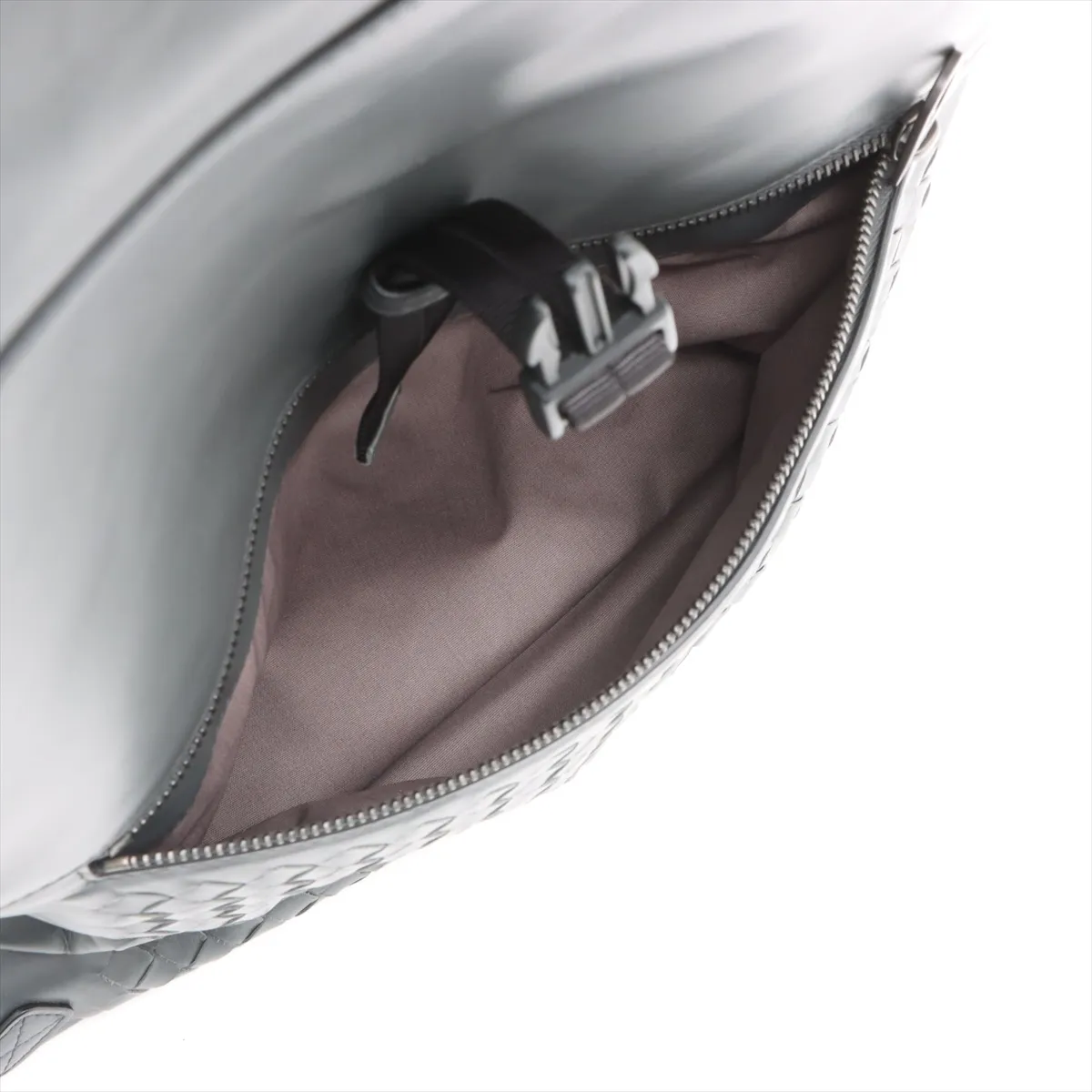 Intrecciato Leather Backpack/Rucksack Gray — view 12