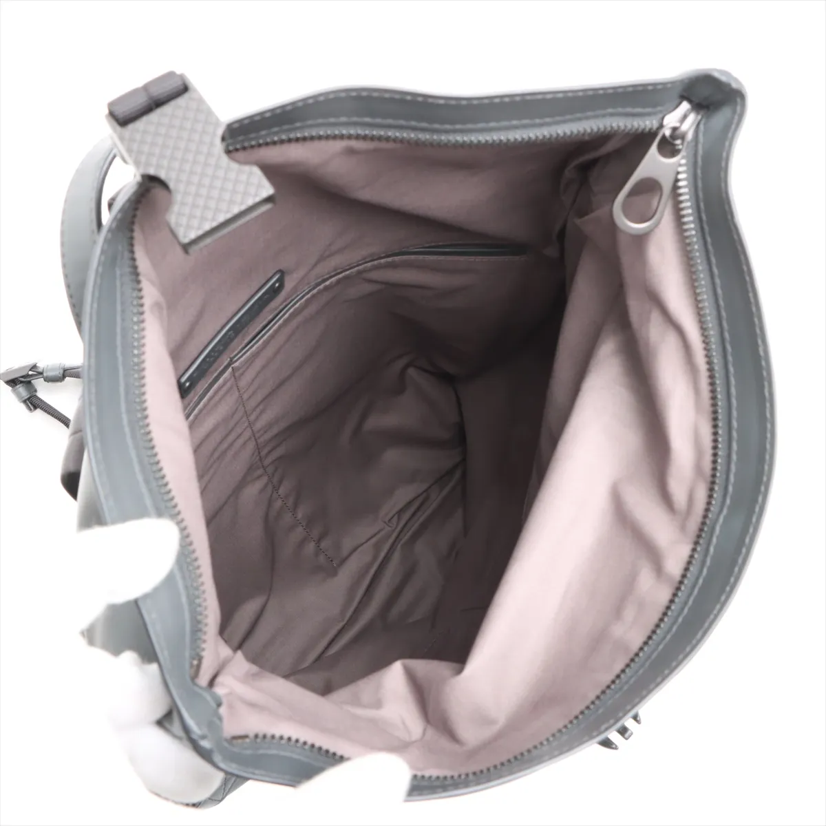 Intrecciato Leather Backpack/Rucksack Gray — view 7