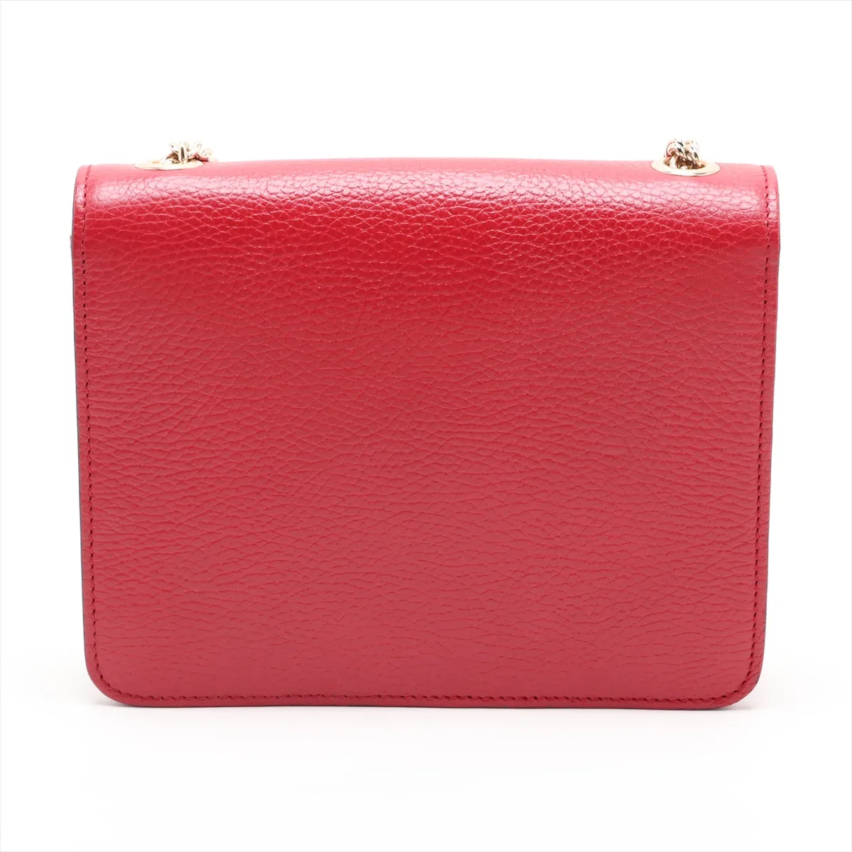 Interlocking G 510304 Leather Chain Shoulder Bag, Red, Outlet — view 2