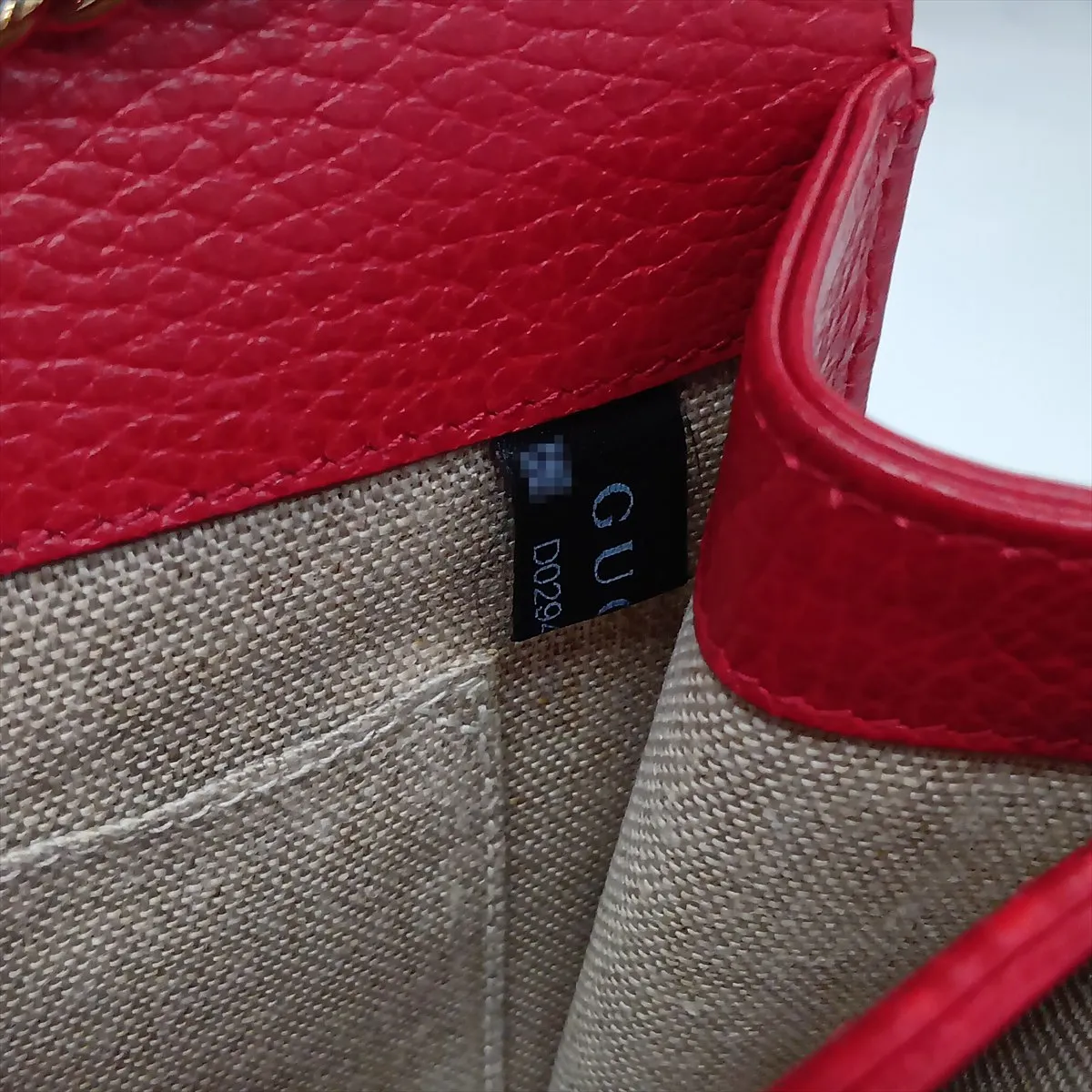 Interlocking G 510304 Leather Chain Shoulder Bag, Red, Outlet — view 12