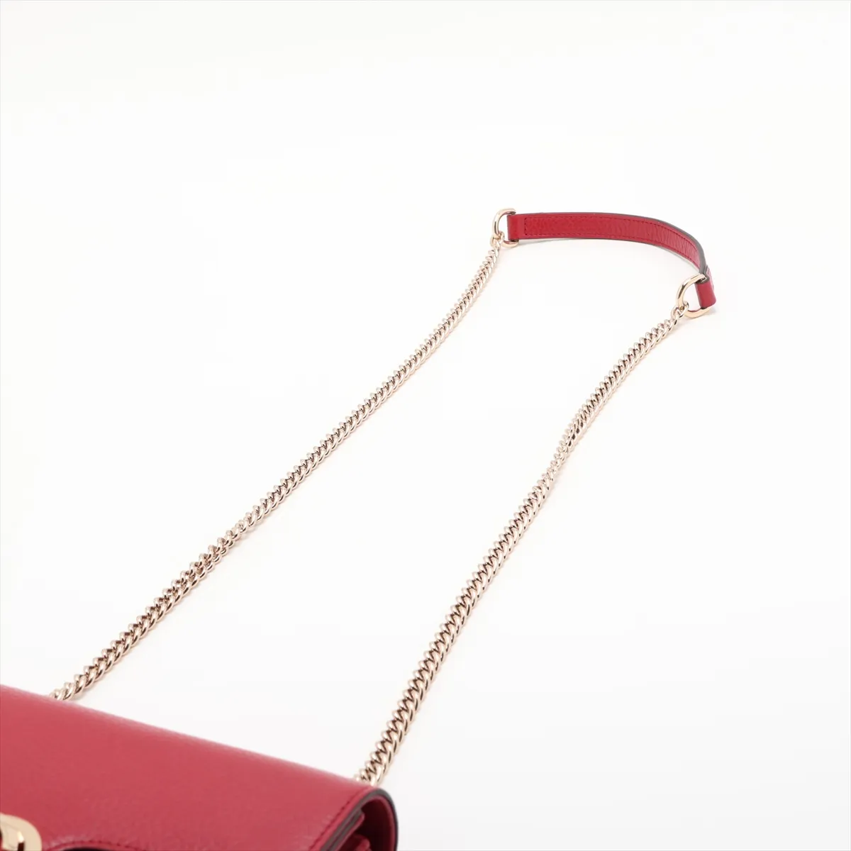 Interlocking G 510304 Leather Chain Shoulder Bag, Red, Outlet — view 5