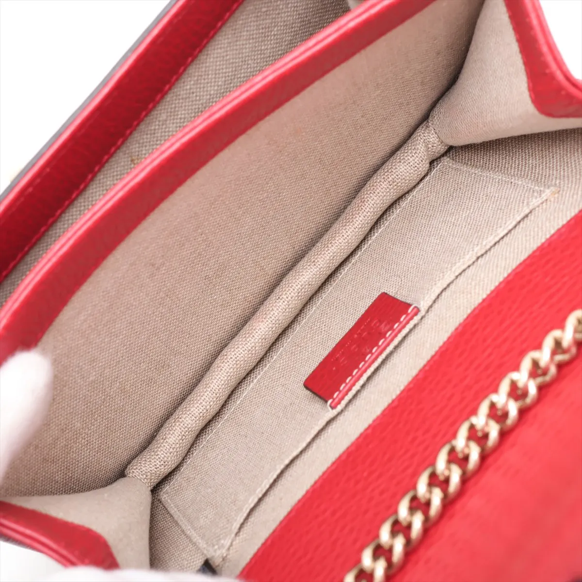 Interlocking G 510304 Leather Chain Shoulder Bag, Red, Outlet — view 6