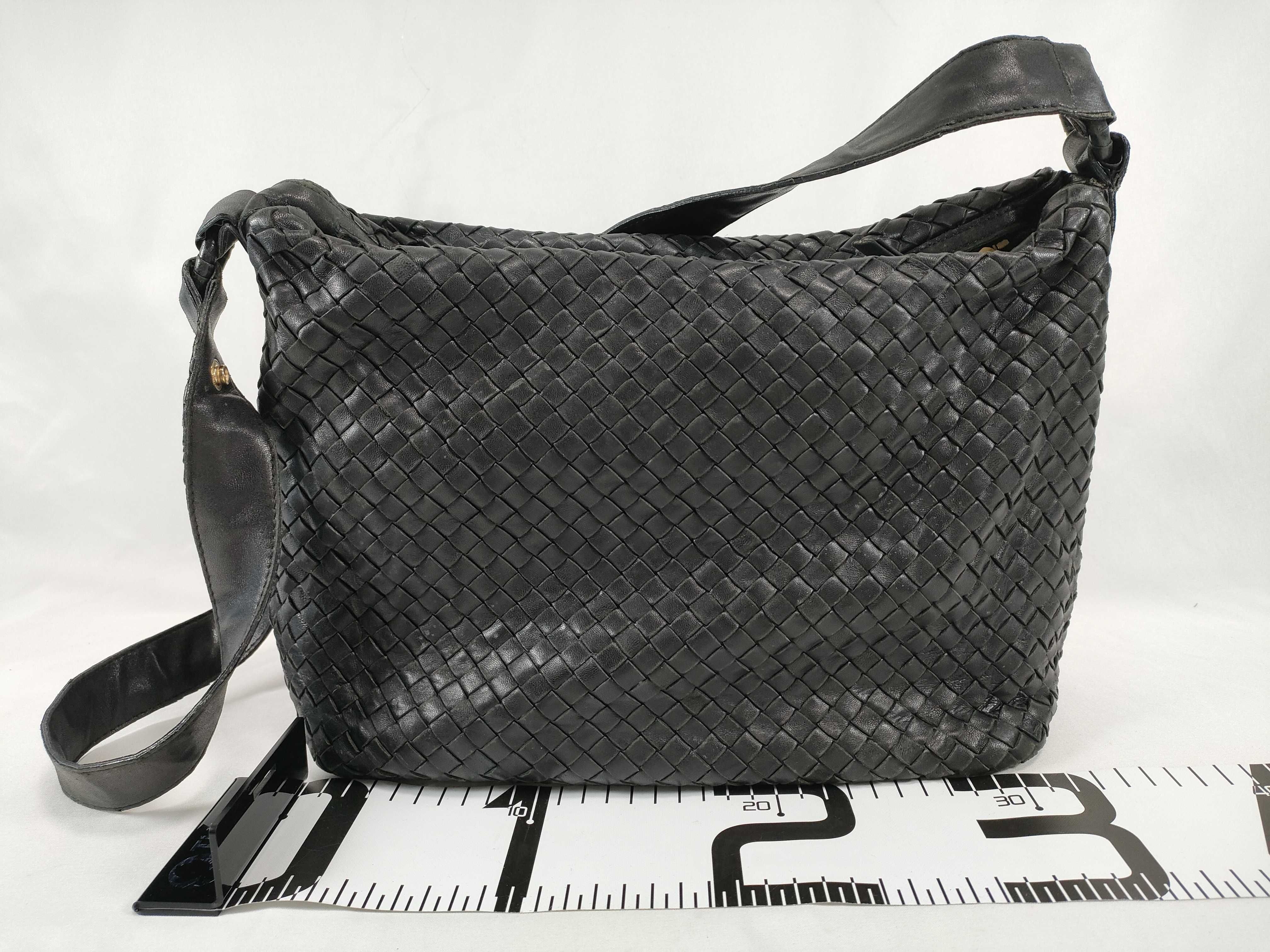 Intrecciato Shoulder Bag (Black) — view 2