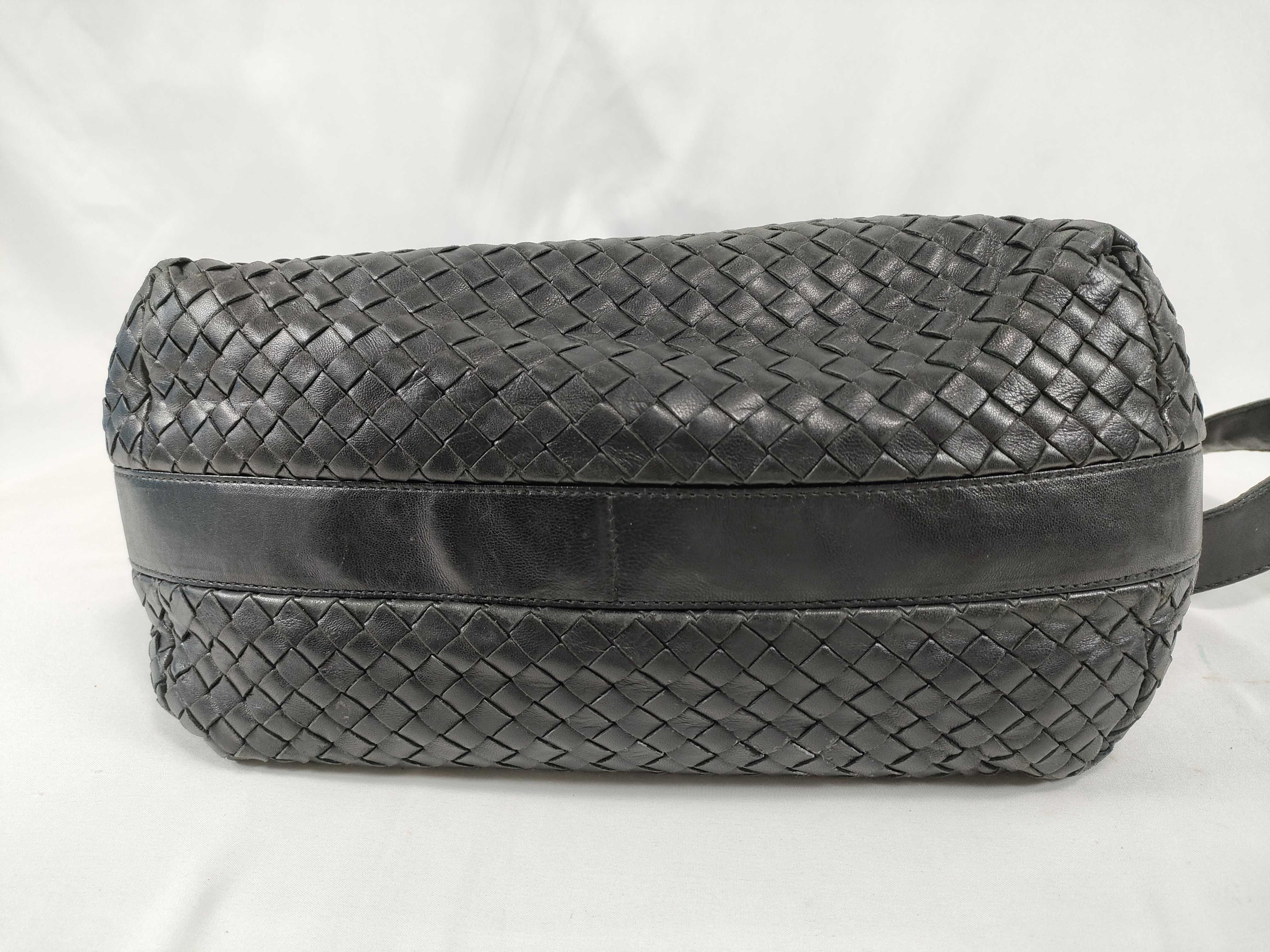 Intrecciato Shoulder Bag (Black) — view 8