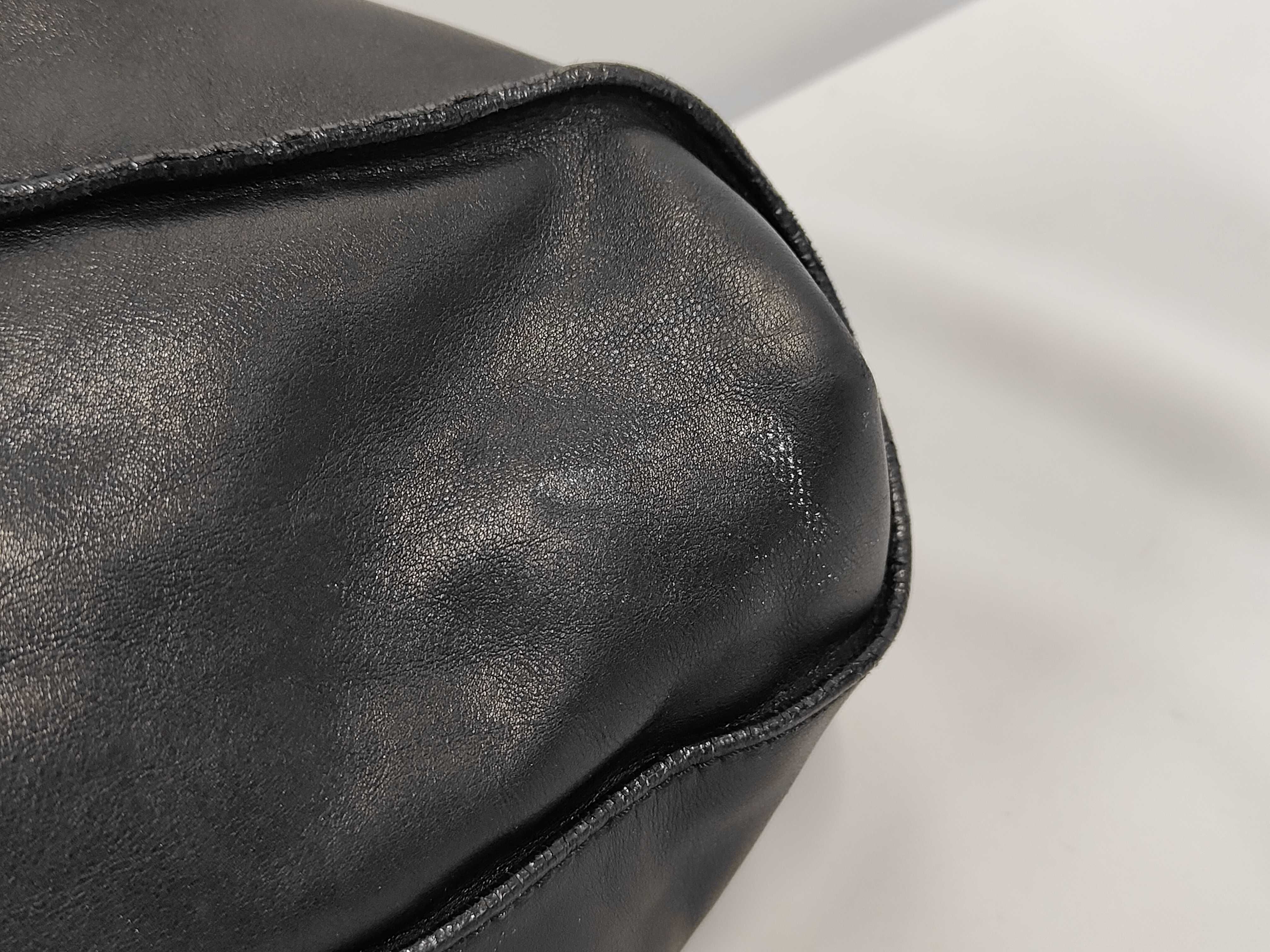 0014332 Calf Leather One-Shoulder Bag/Tote Bag, Black with Silver Hardware, Shoulder Bag — view 9