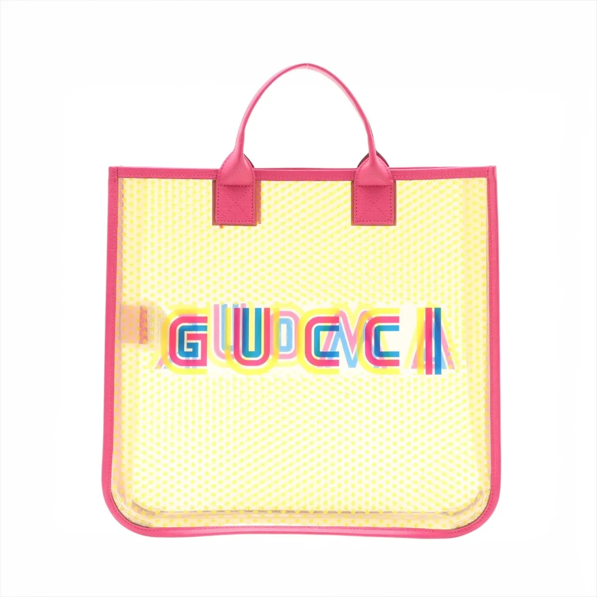 Children's 550763 Vinyl x Leather Handbag Yellow x Pink