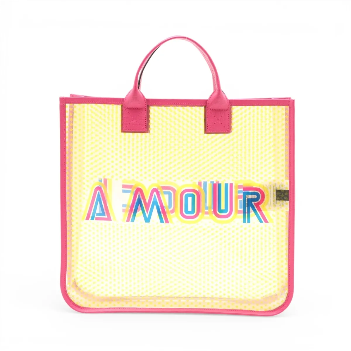 Children's 550763 Vinyl x Leather Handbag Yellow x Pink — view 2