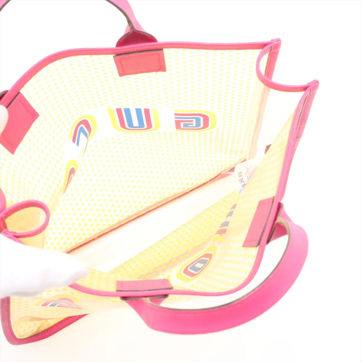 Children's 550763 Vinyl x Leather Handbag Yellow x Pink — view 7
