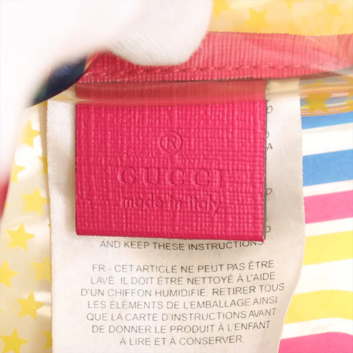 Children's 550763 Vinyl x Leather Handbag Yellow x Pink — view 8