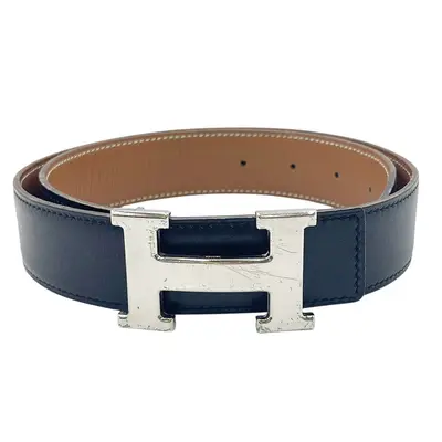 Constance H-belt, reversible leather belt, size 65, black.