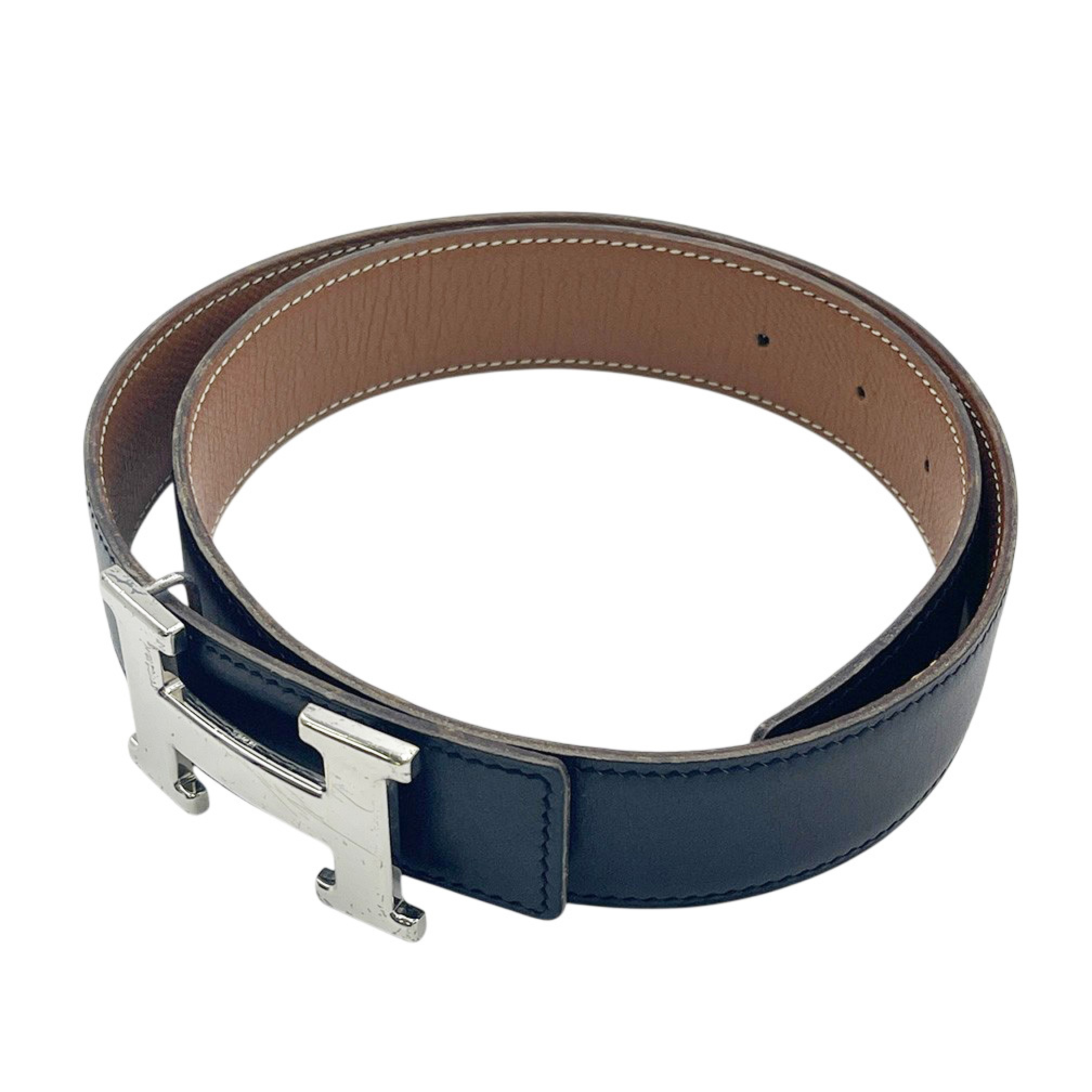 Constance H-belt, reversible leather belt, size 65, black. — view 2