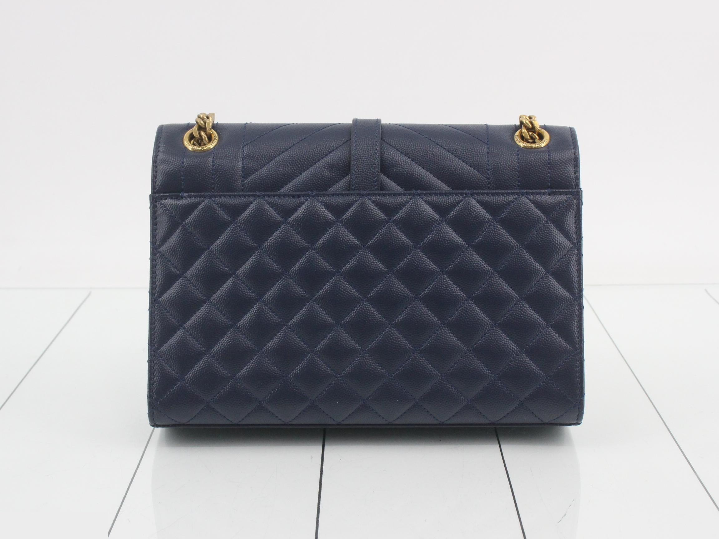 Envelope Chain Semi-Shoulder Bag, Navy — view 2