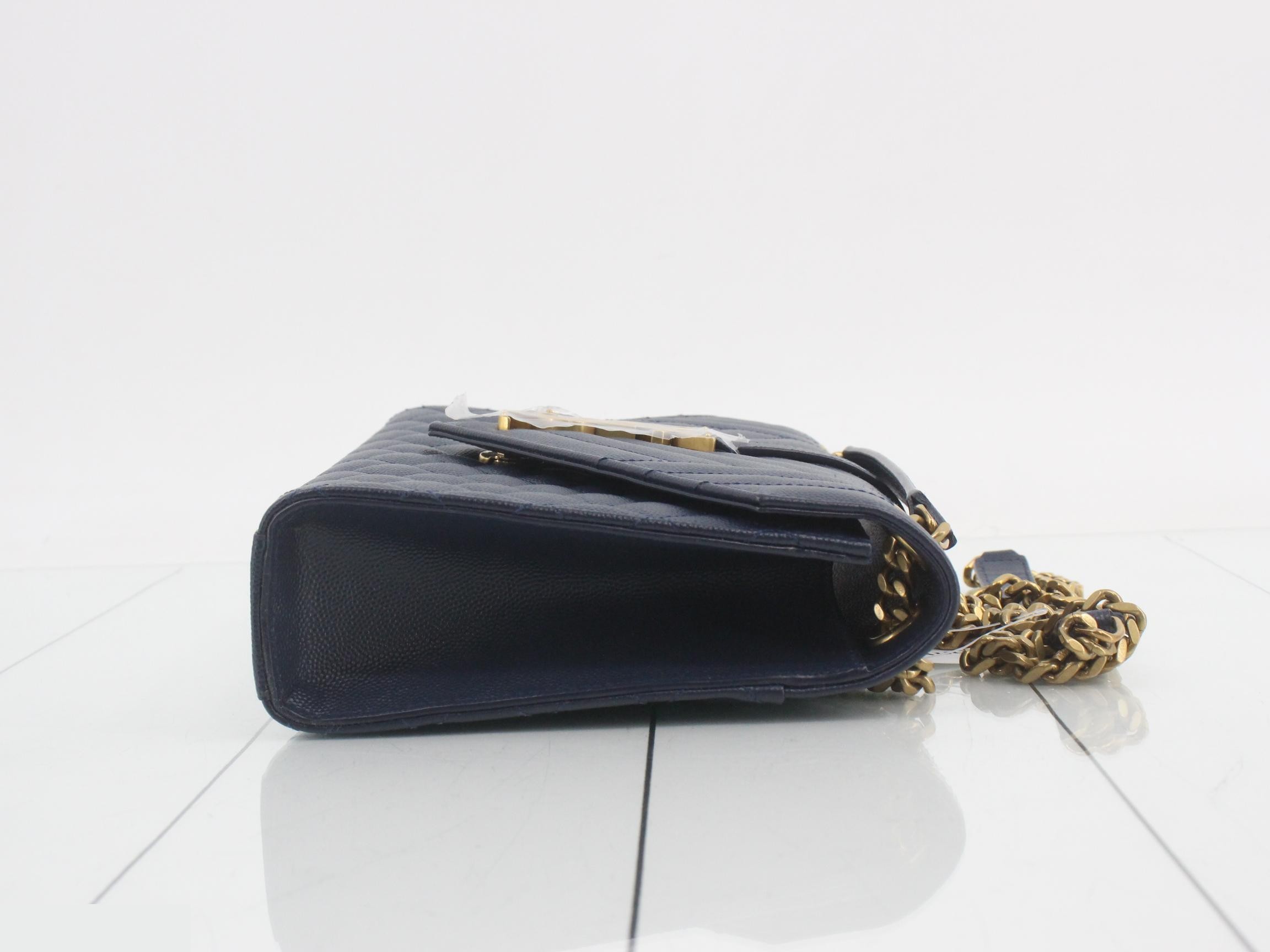 Envelope Chain Semi-Shoulder Bag, Navy — view 3