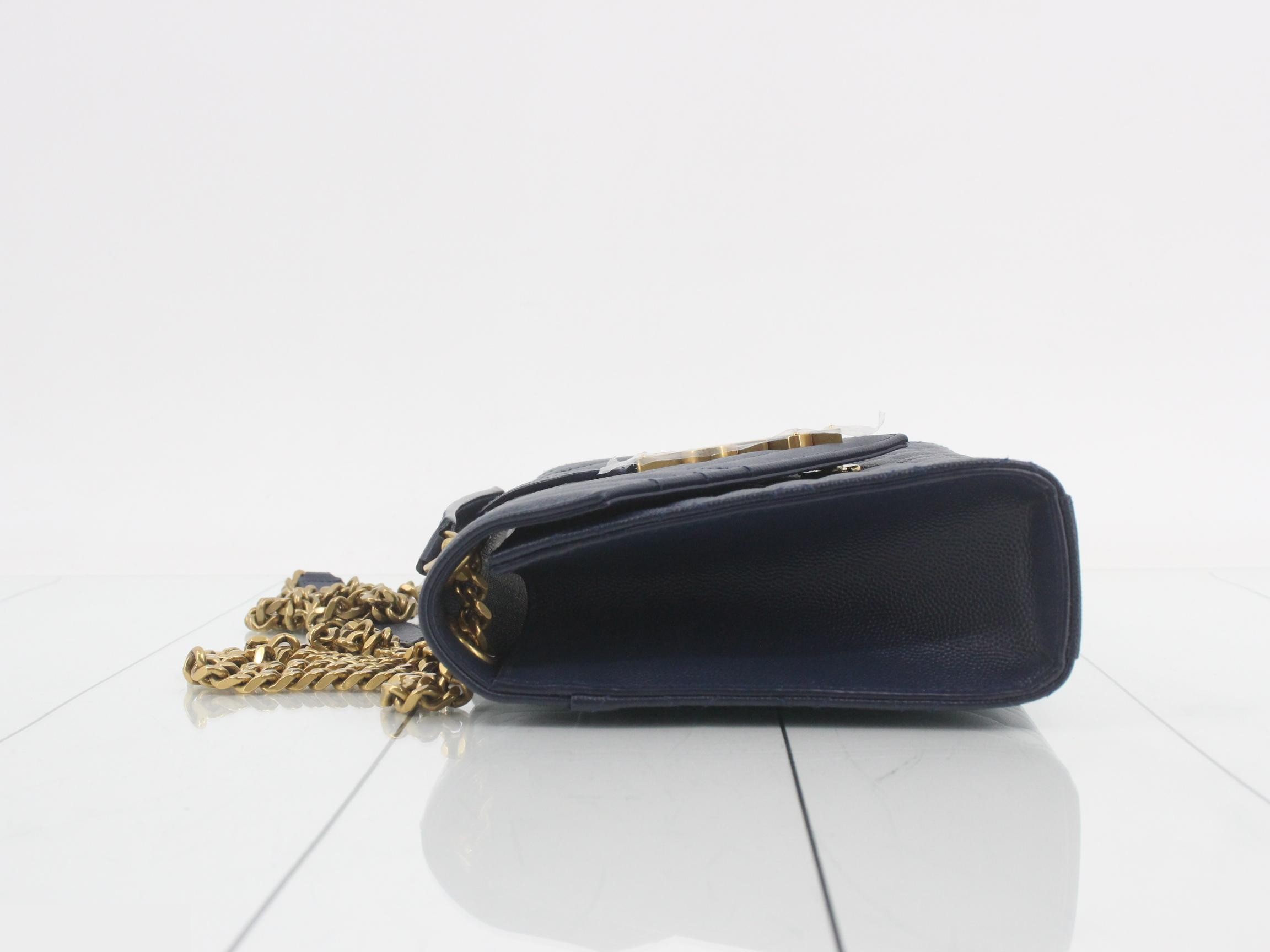 Envelope Chain Semi-Shoulder Bag, Navy — view 4