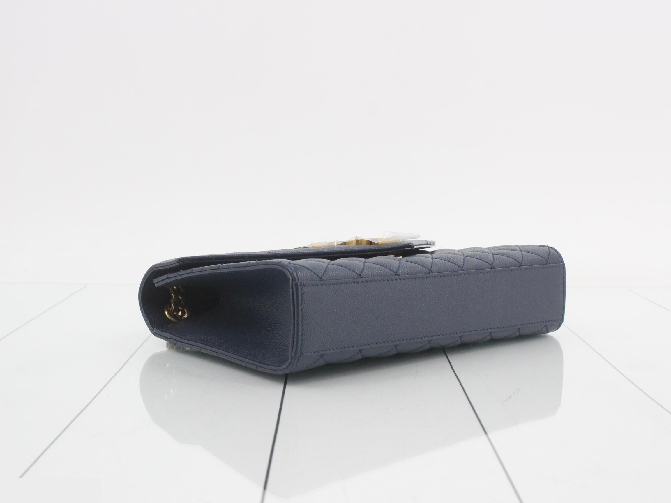 Envelope Chain Semi-Shoulder Bag, Navy — view 5