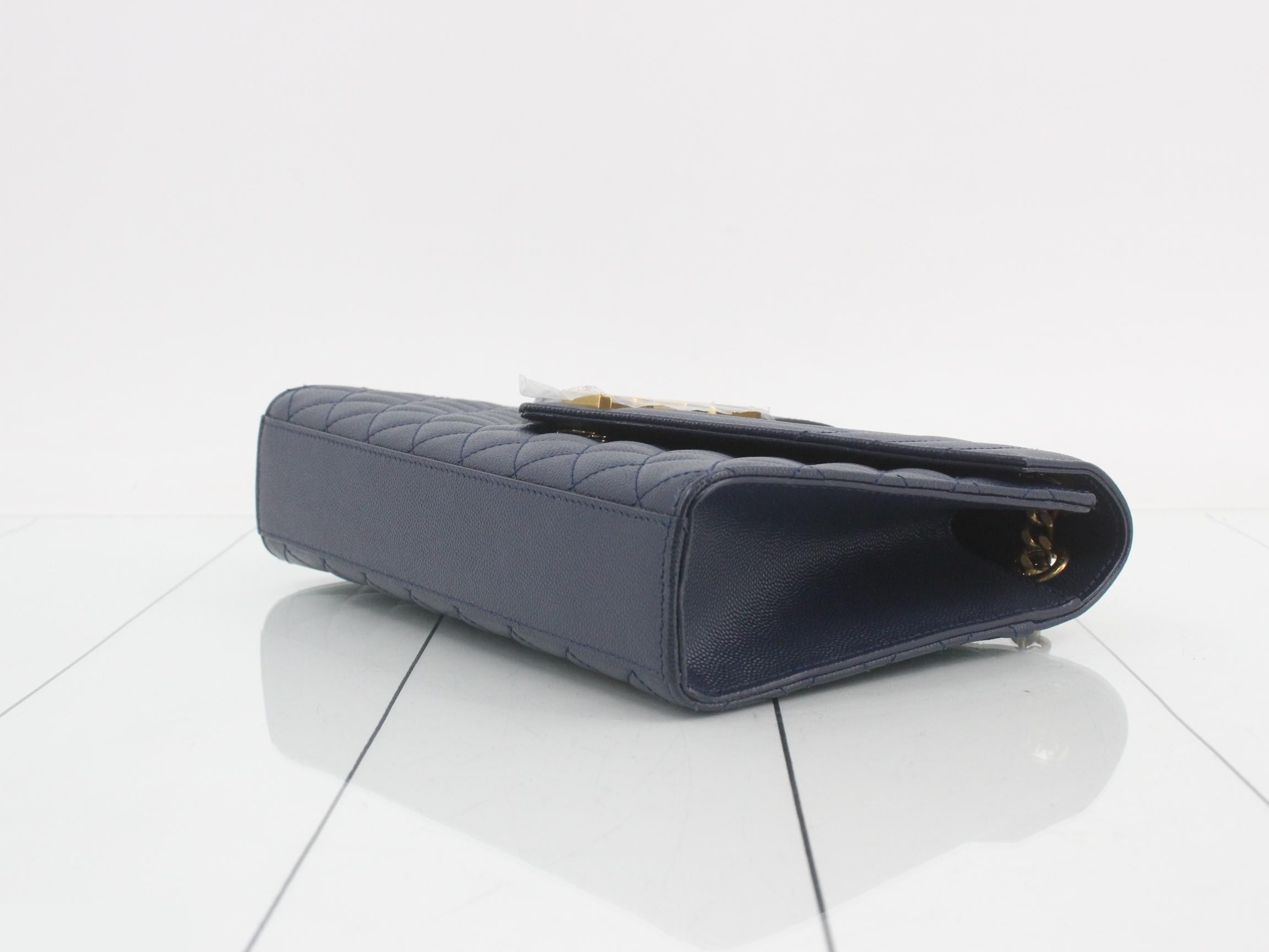 Envelope Chain Semi-Shoulder Bag, Navy — view 6
