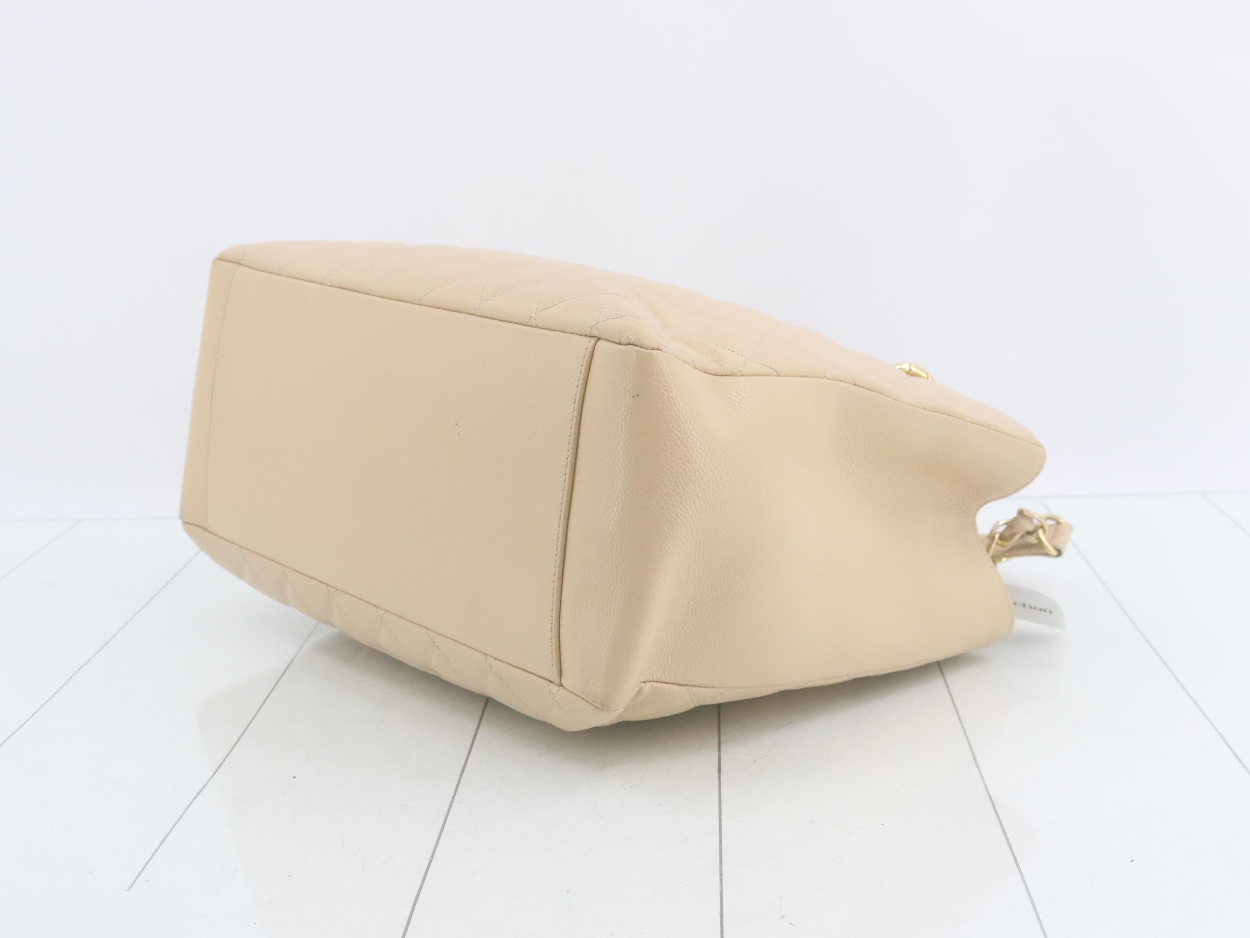 Caviar Skin GST Chain Tote Bag, Beige — view 6