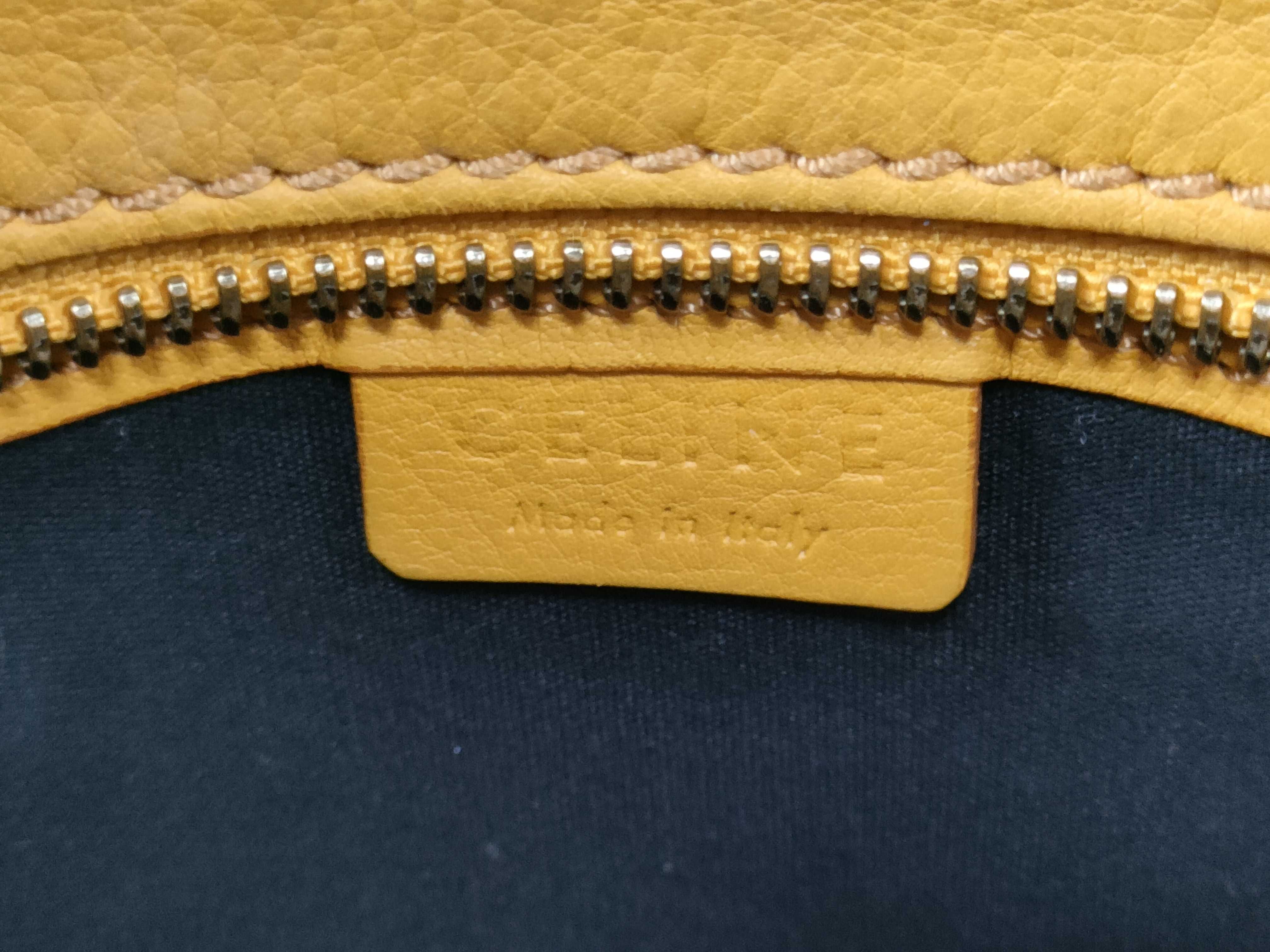 Luggage Mini Shopper Leather Handbag, Yellow — view 11
