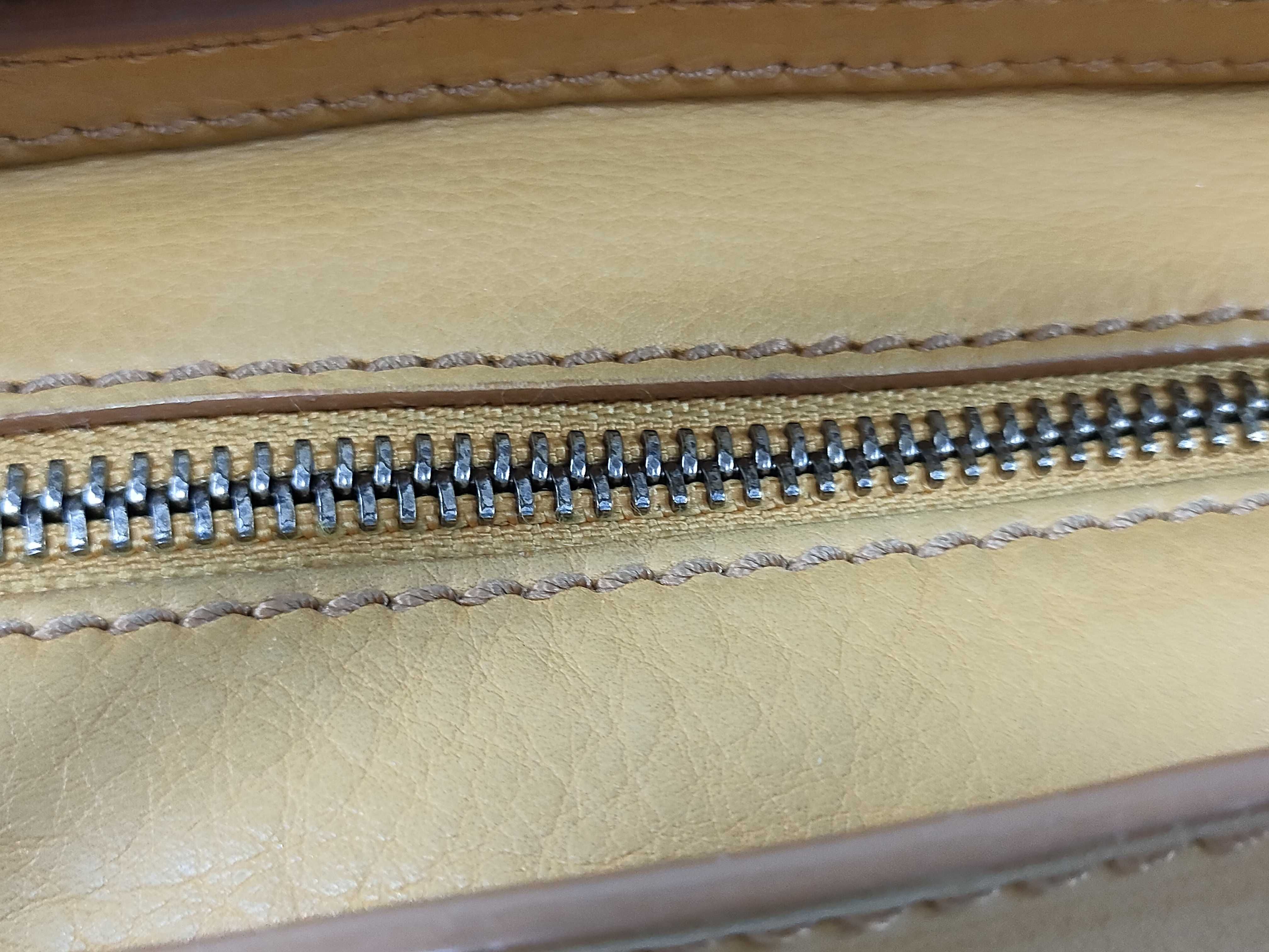 Luggage Mini Shopper Leather Handbag, Yellow — view 9