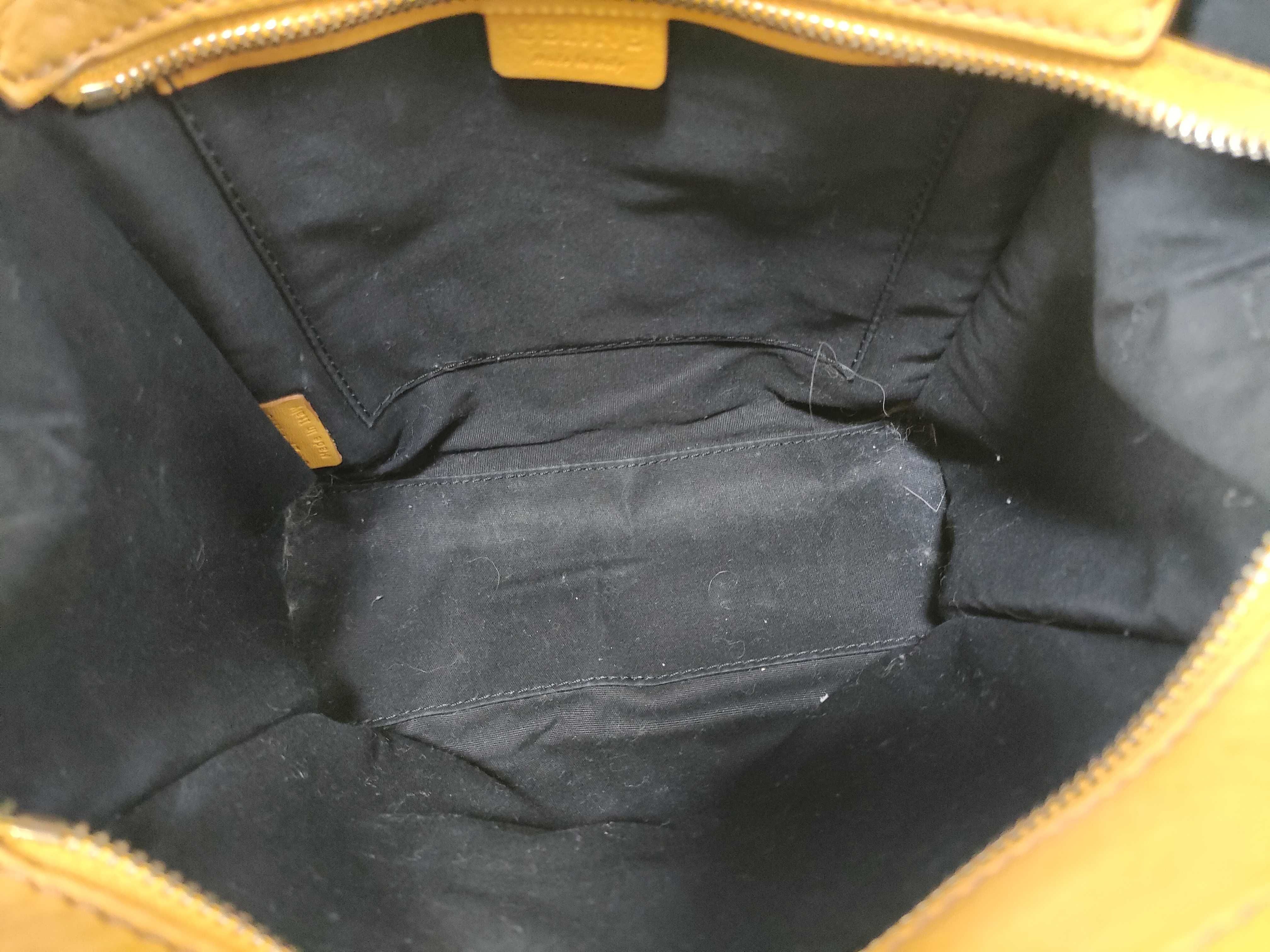 Luggage Mini Shopper Leather Handbag, Yellow — view 10