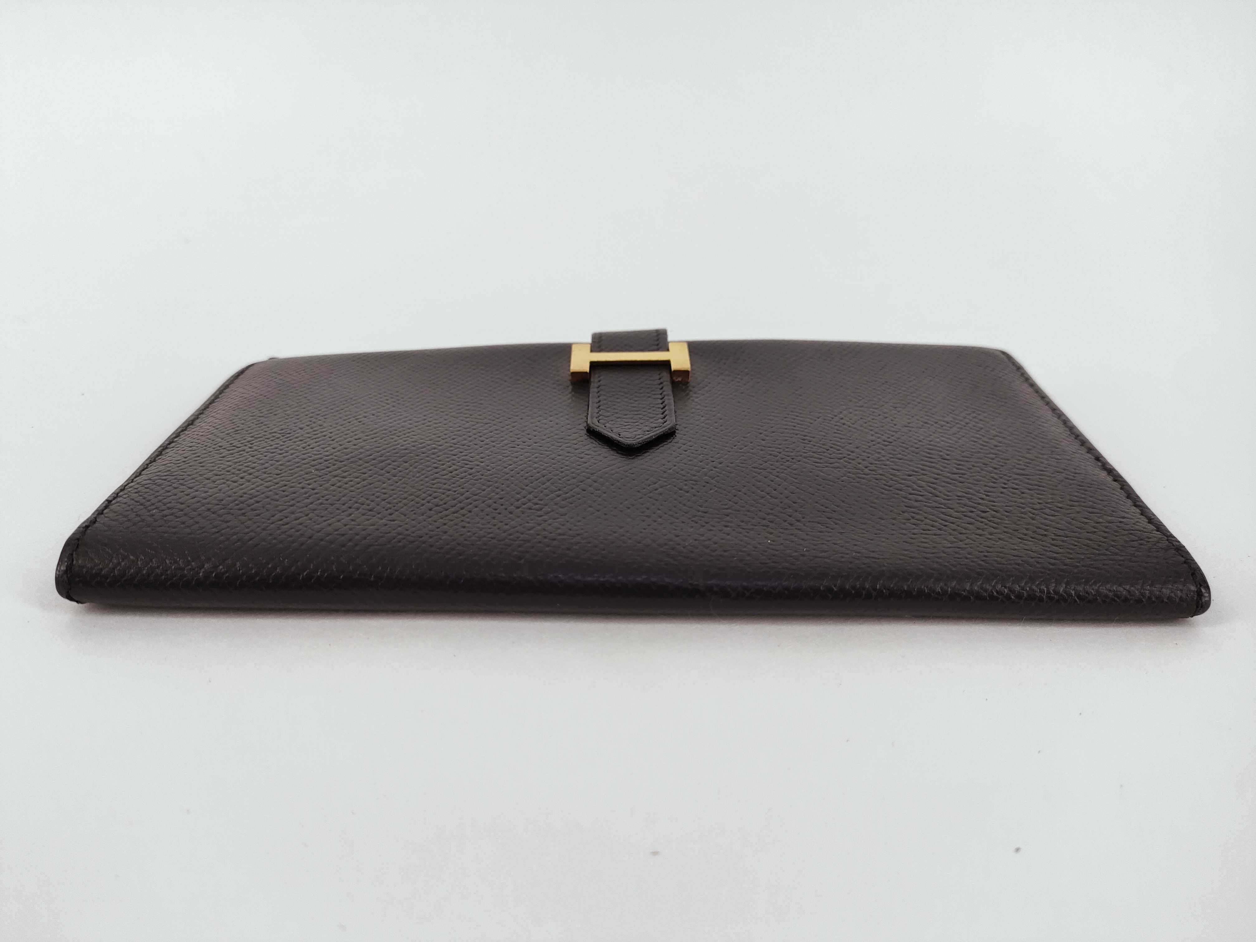 Bearn Hermes Bearn Soufflé Black Bifold Long Wallet — view 5
