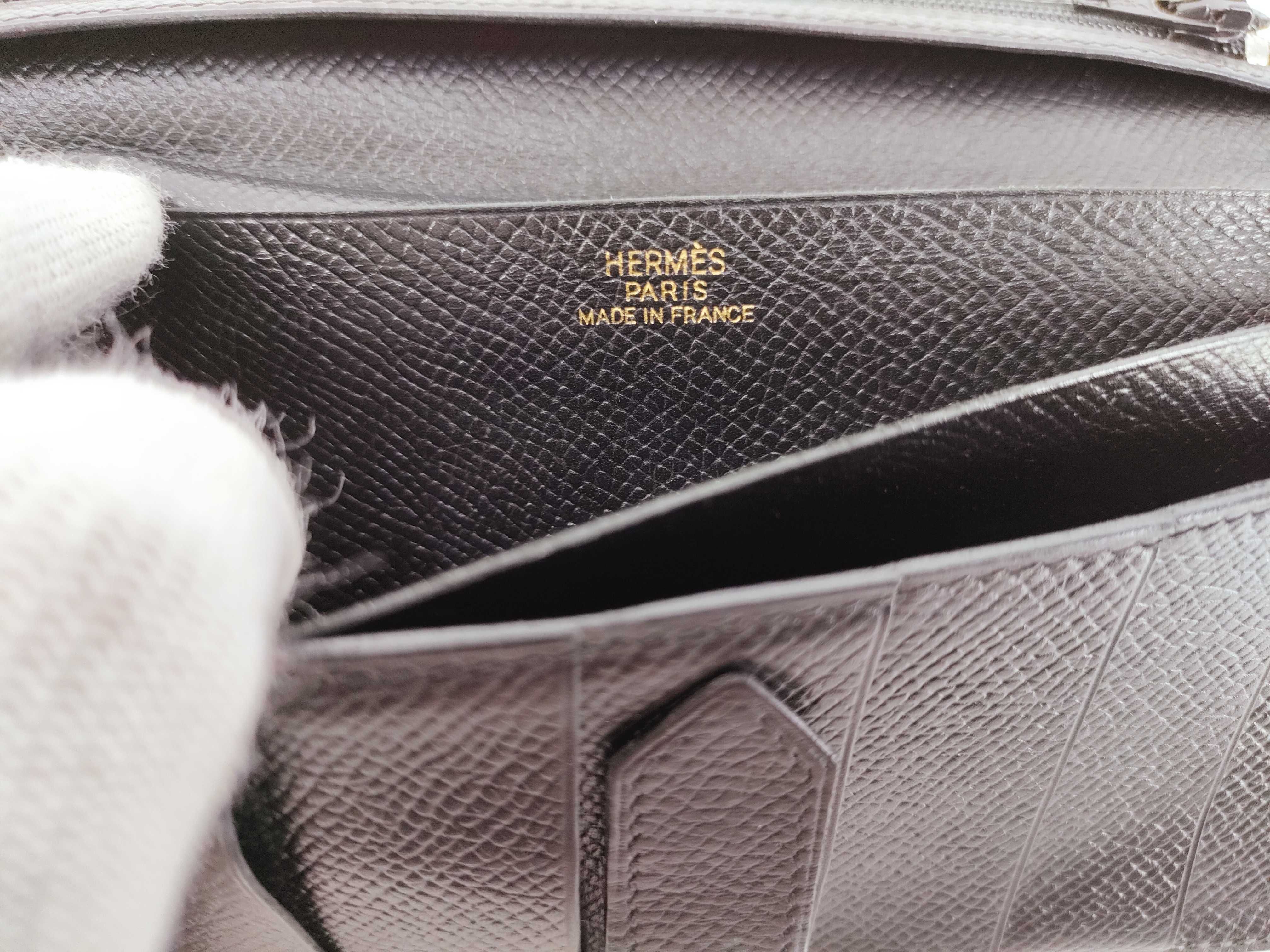 Bearn Hermes Bearn Soufflé Black Bifold Long Wallet — view 9