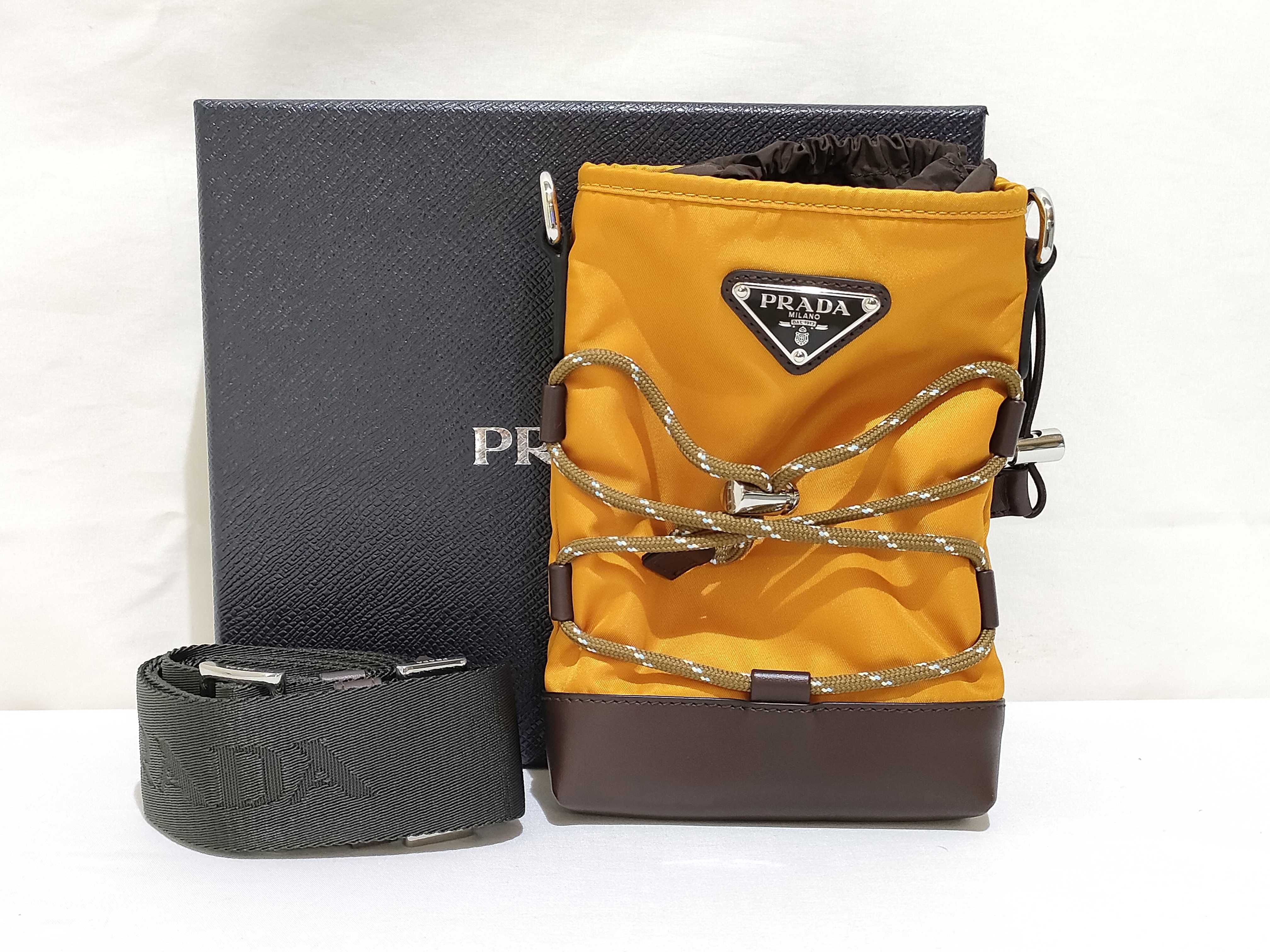 Nylon Drawstring Shoulder Pouch, Orange, Boxed Shoulder Bag