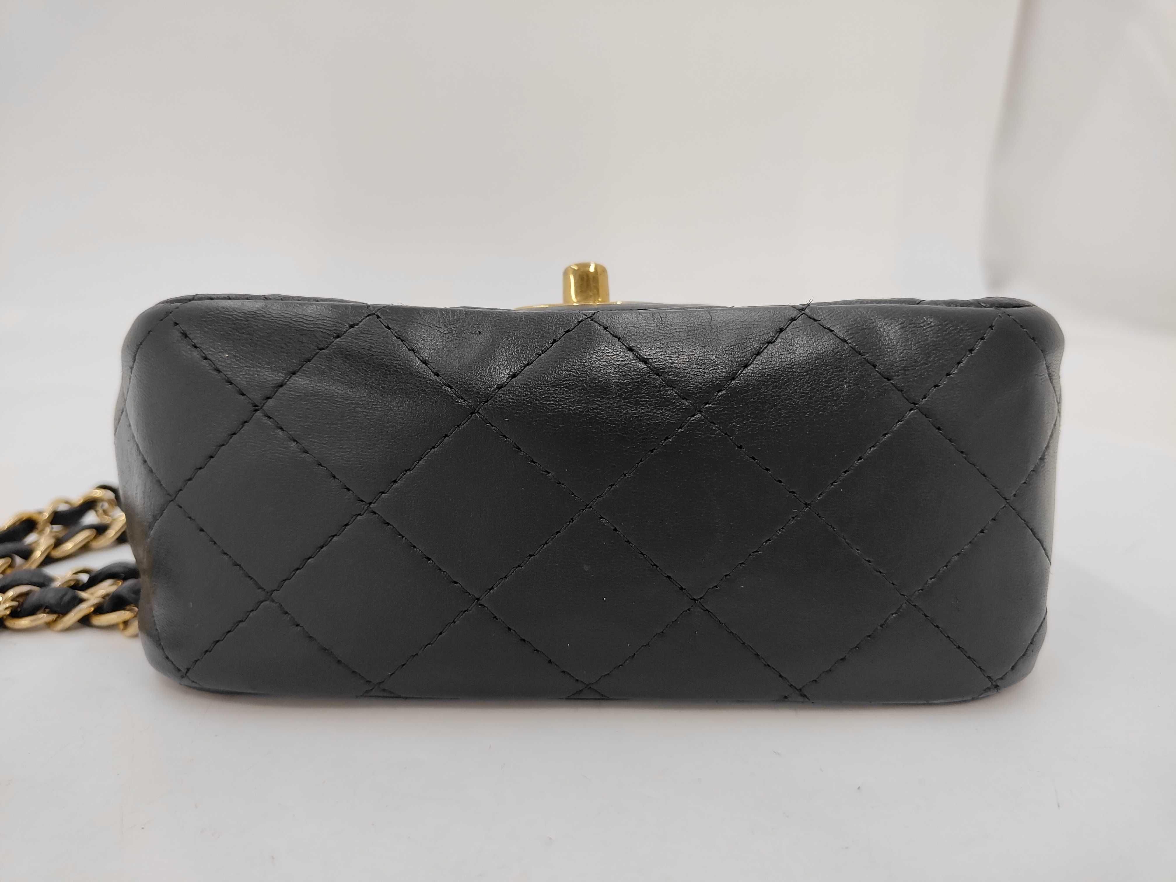 Matelassé 17 Mini Lambskin Gold Hardware Chain Shoulder Bag, Serial Number 25, Black Shoulder Bag — view 6