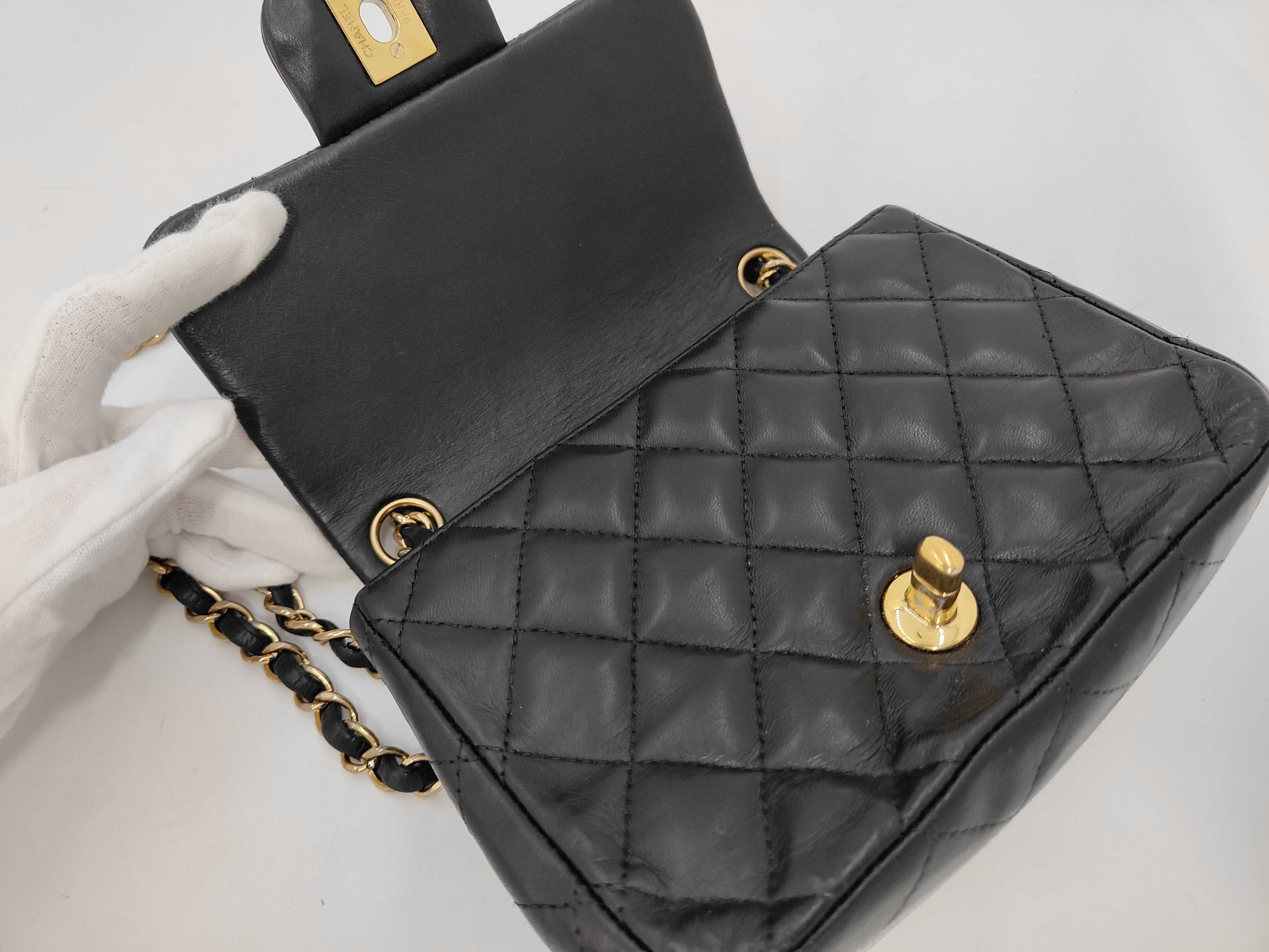 Matelassé 17 Mini Lambskin Gold Hardware Chain Shoulder Bag, Serial Number 25, Black Shoulder Bag — view 7