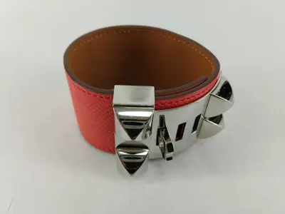 Collier de Chien T-stamped silver hardware leather bracelet (bracelet/bangle)
