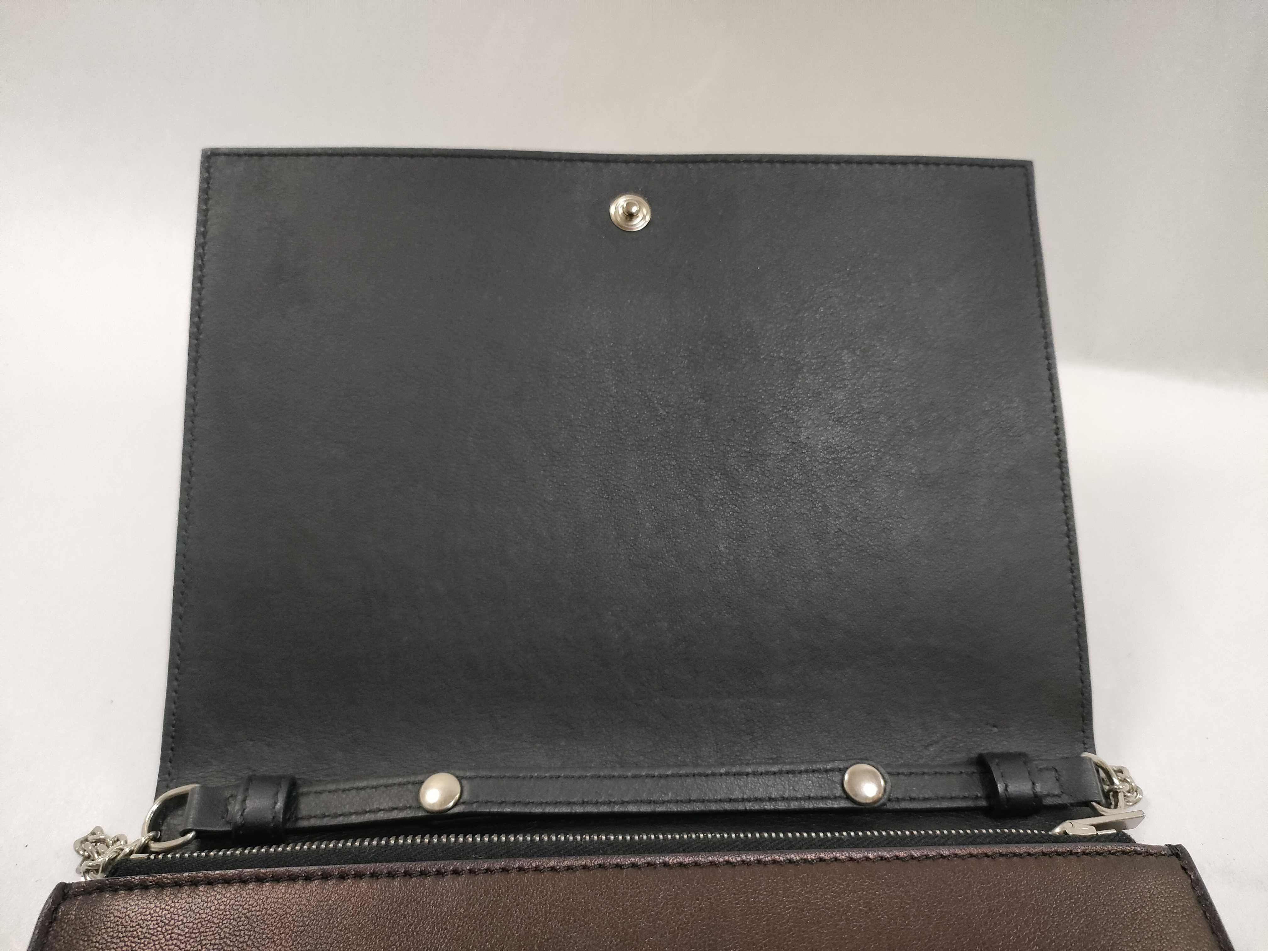 Frame Evening Leather Chain Shoulder Bag Black x White Shoulder Bag — view 12