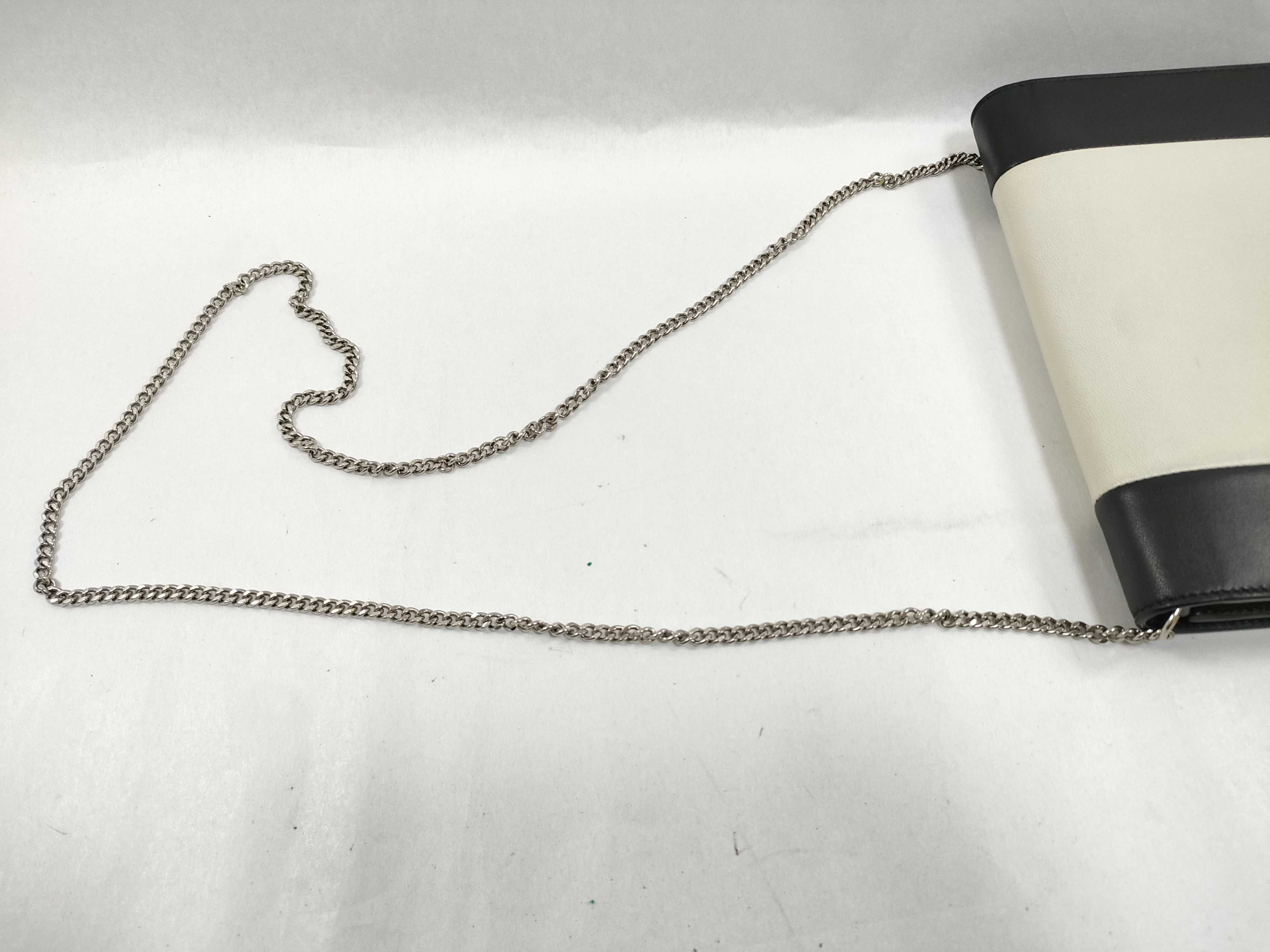 Frame Evening Leather Chain Shoulder Bag Black x White Shoulder Bag — view 3