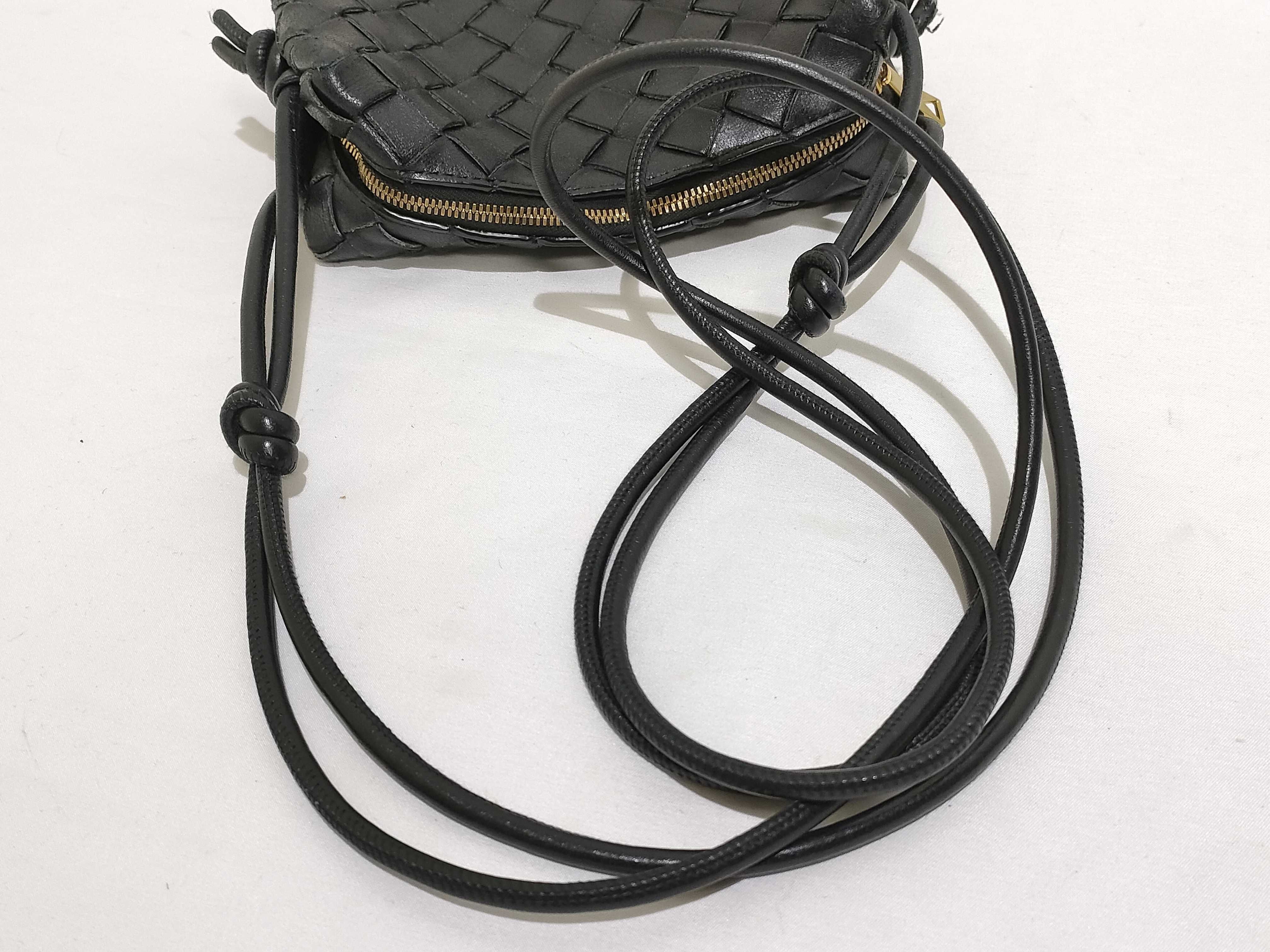 Intrecciato Leather Shoulder Bag, Black — view 3