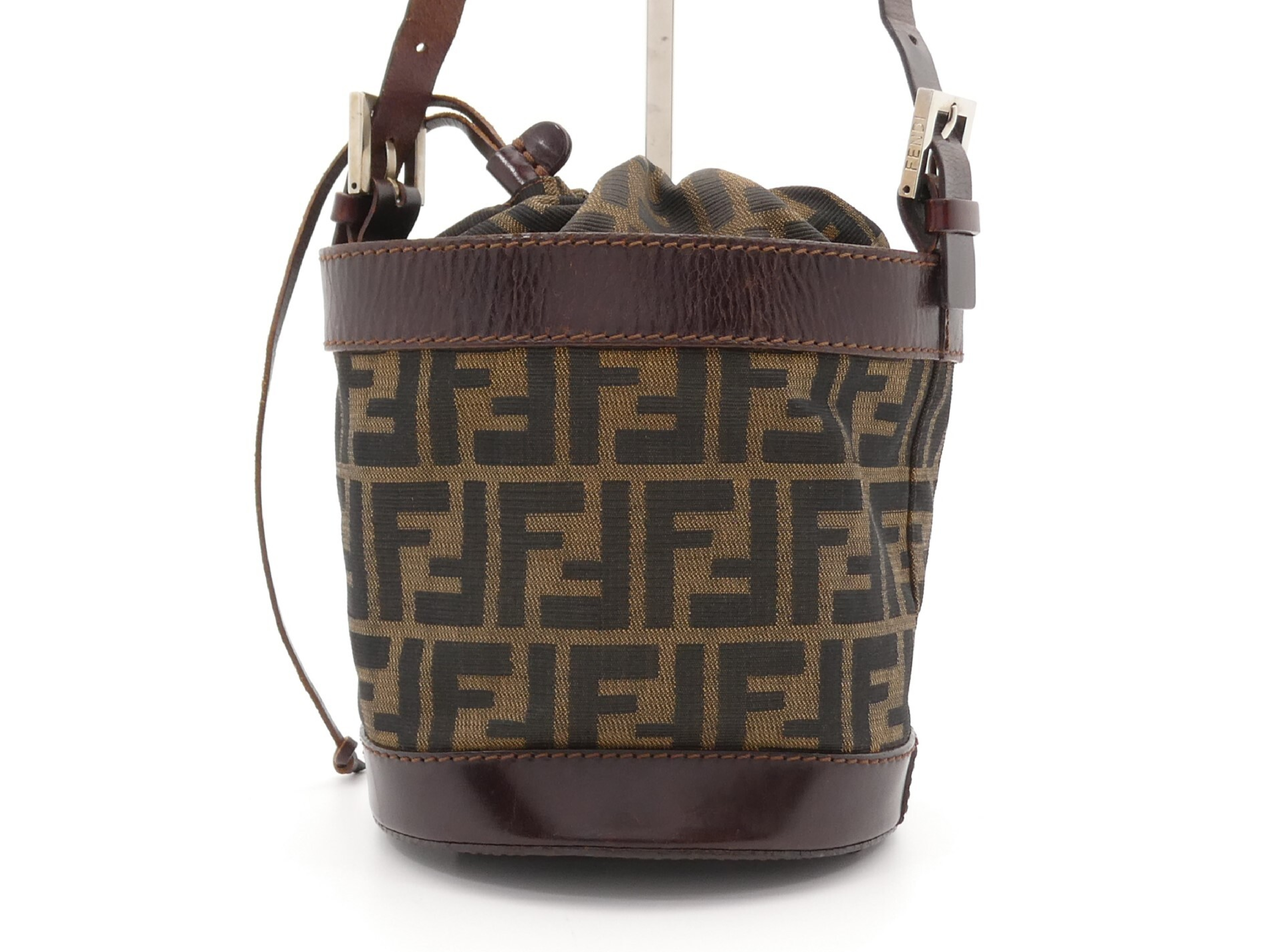 Zucca pattern drawstring canvas leather shoulder bag — view 2