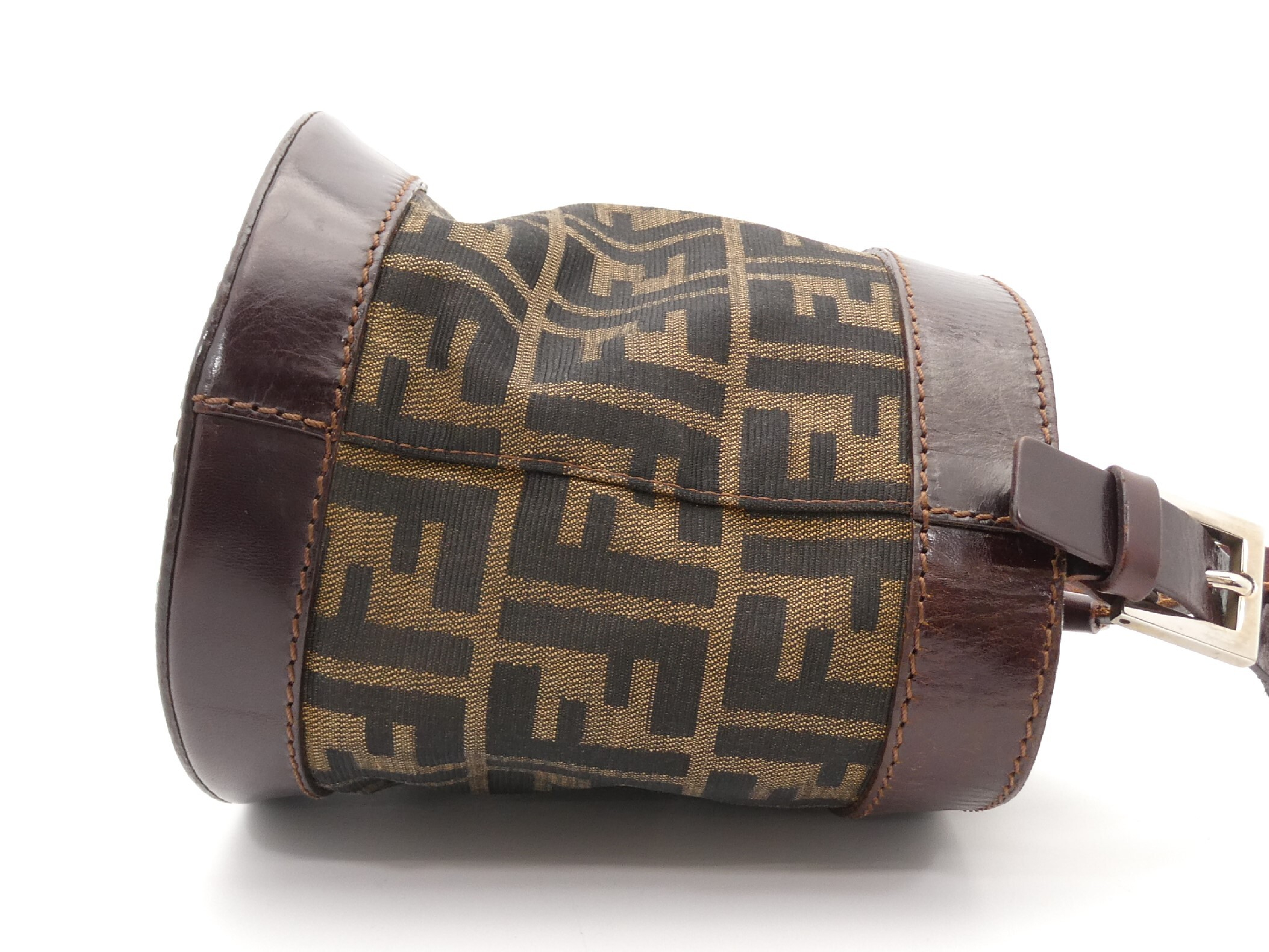 Zucca pattern drawstring canvas leather shoulder bag — view 4