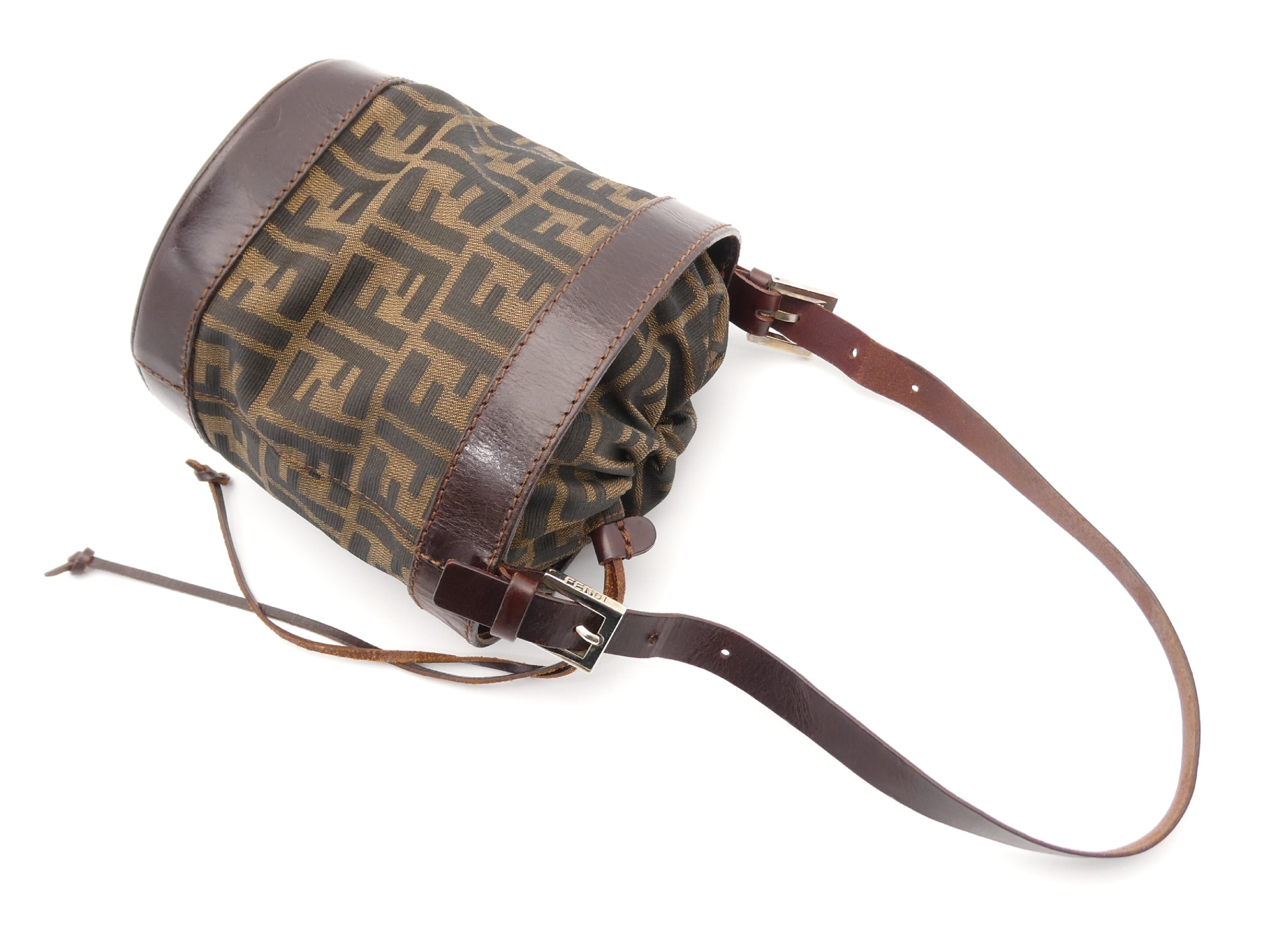 Zucca pattern drawstring canvas leather shoulder bag — view 6
