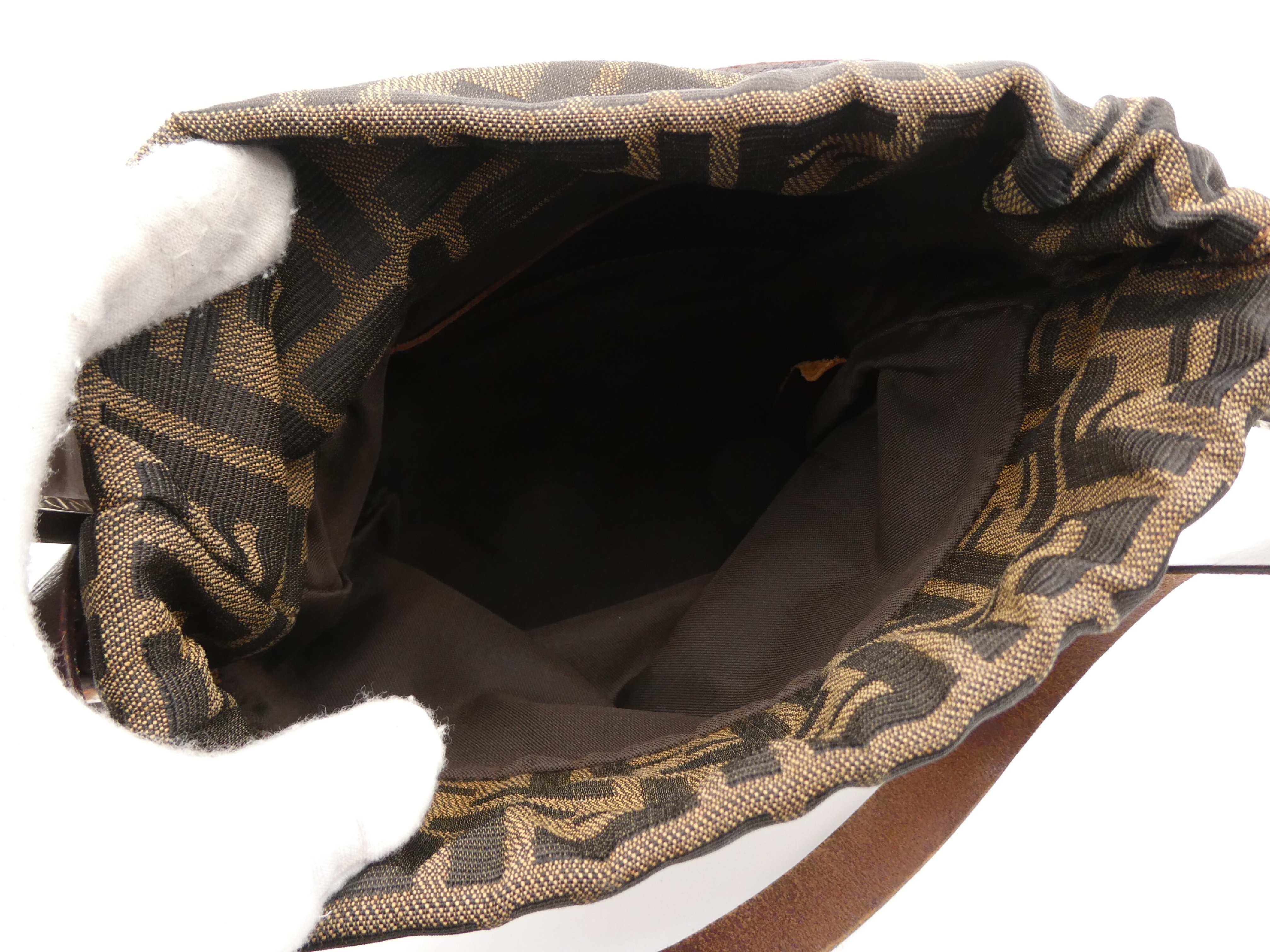Zucca pattern drawstring canvas leather shoulder bag — view 7